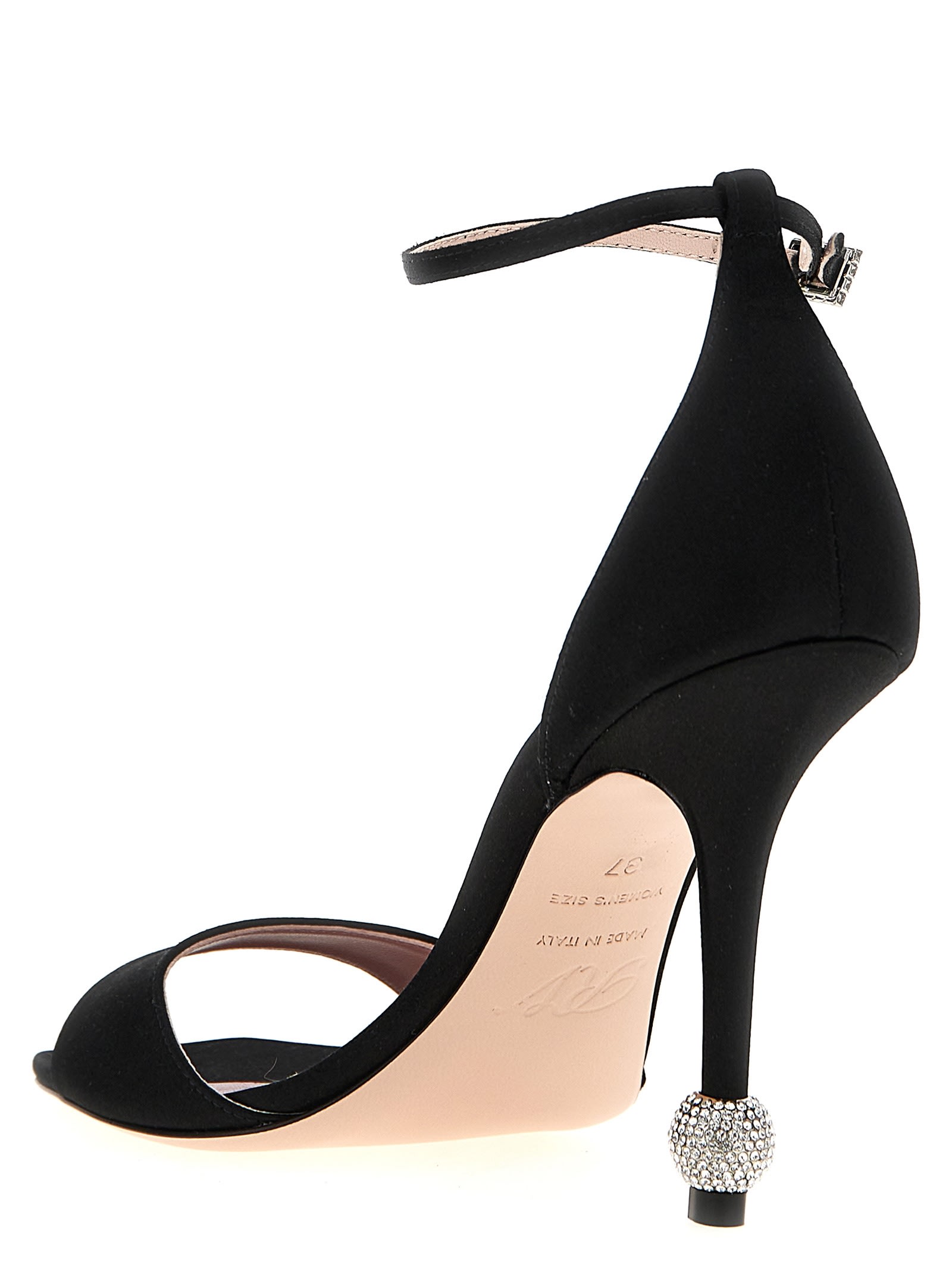 Roger Vivier I Love Vivier Strass-detail Satin Sandals In Black