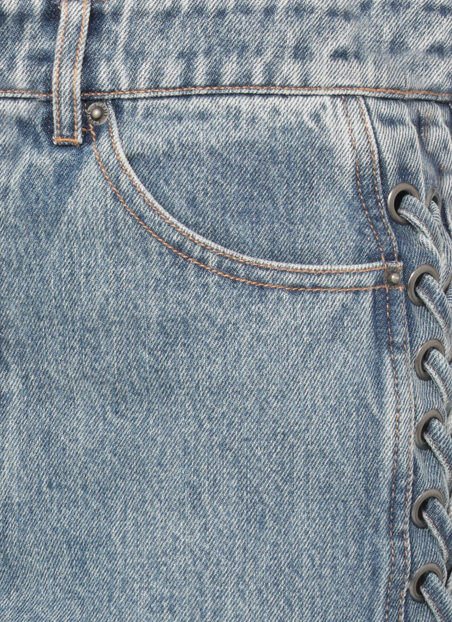 Rotate Birger Christensen Straight Denim Jeans With Side Braided Accents In Blue