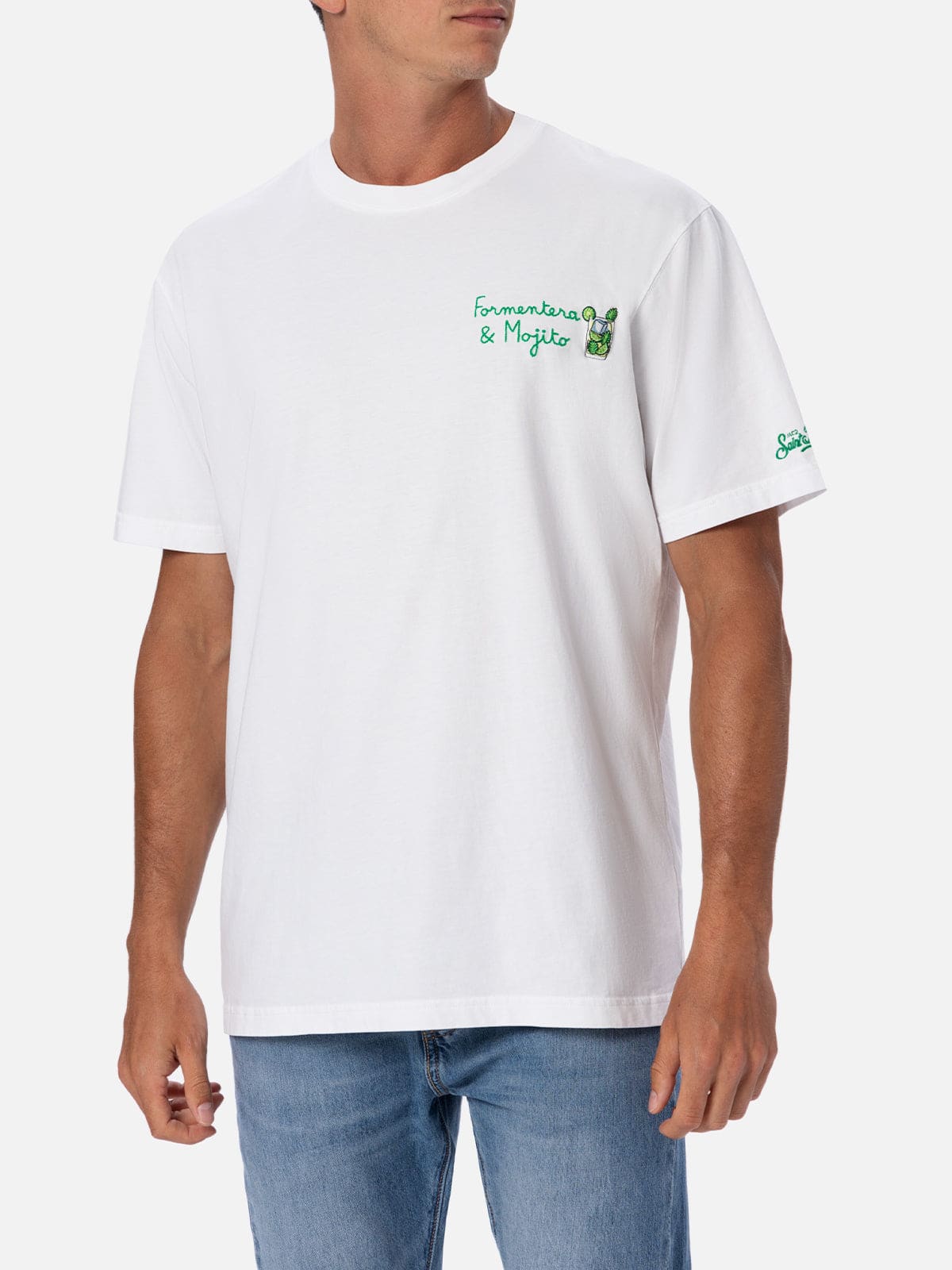 MC2 SAINT BARTH MAN CLASSIC FIT COTTON JERSEY T-SHIRT PORTOFINO WITH FORMENTERA APERITIF EMBROIDERY
