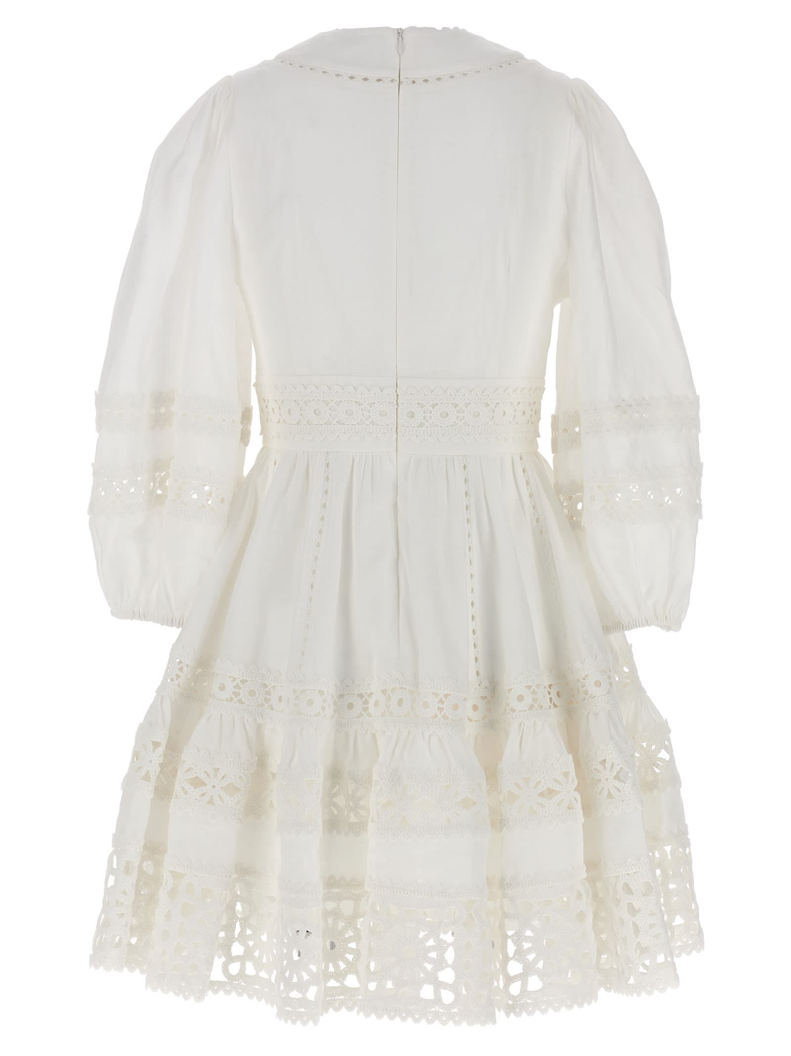 Zimmermann Devi S Complicid Billow Mini Dress In White | ModeSens