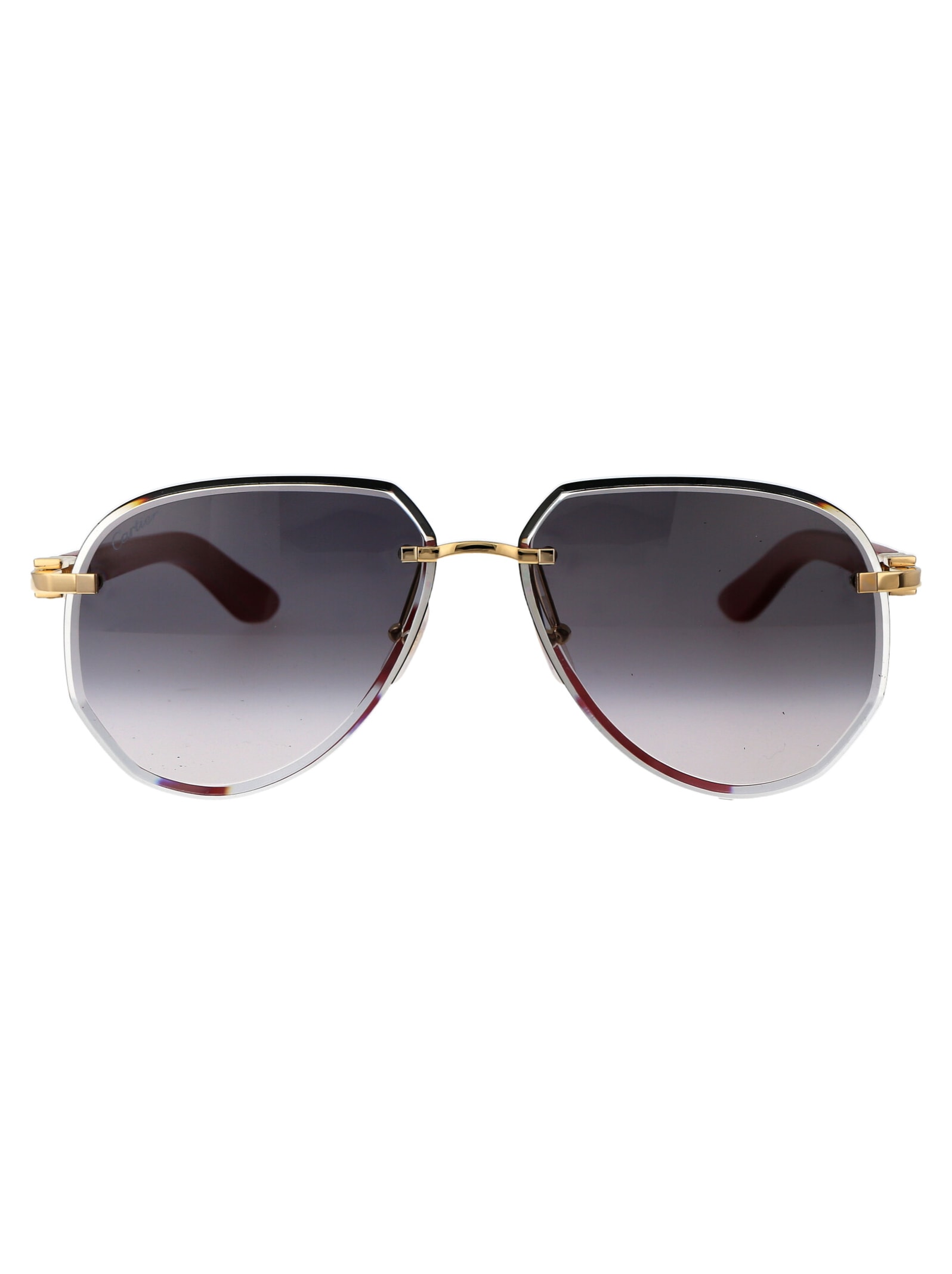 Shop Cartier Ct0440s Sunglasses In 003 Gold Red Grey
