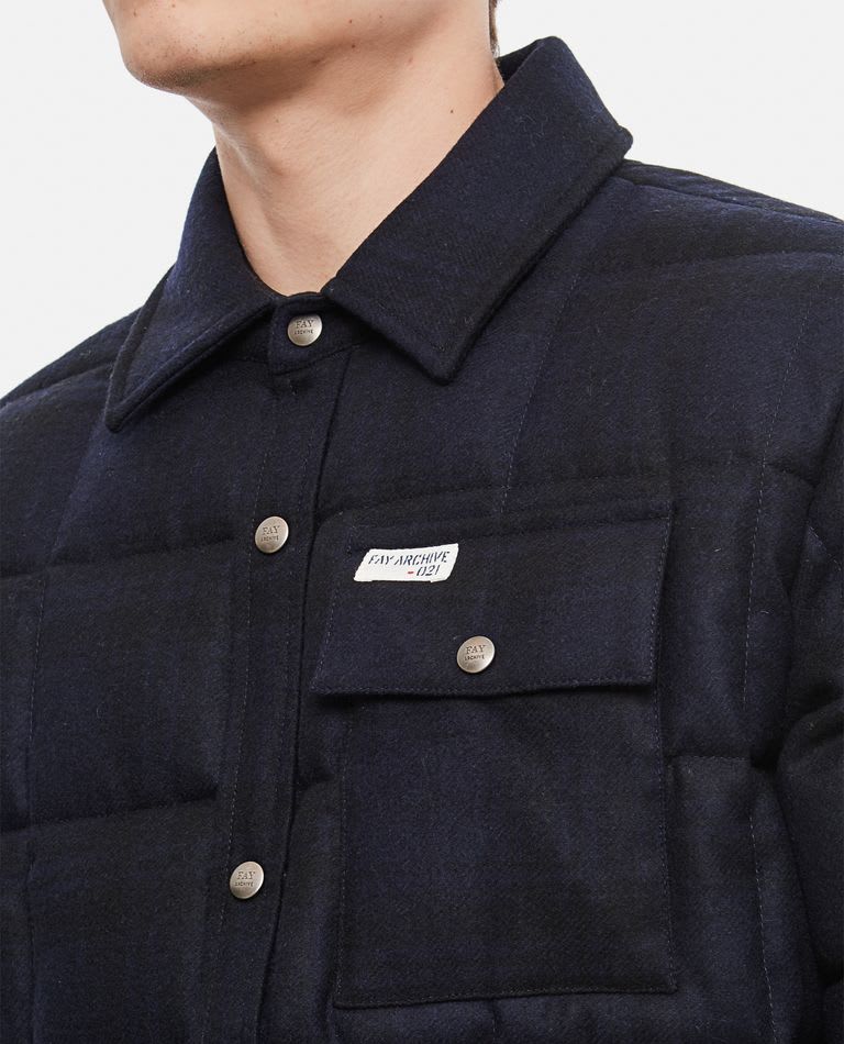 Fay Quilted Overshirt Jacket In Blue