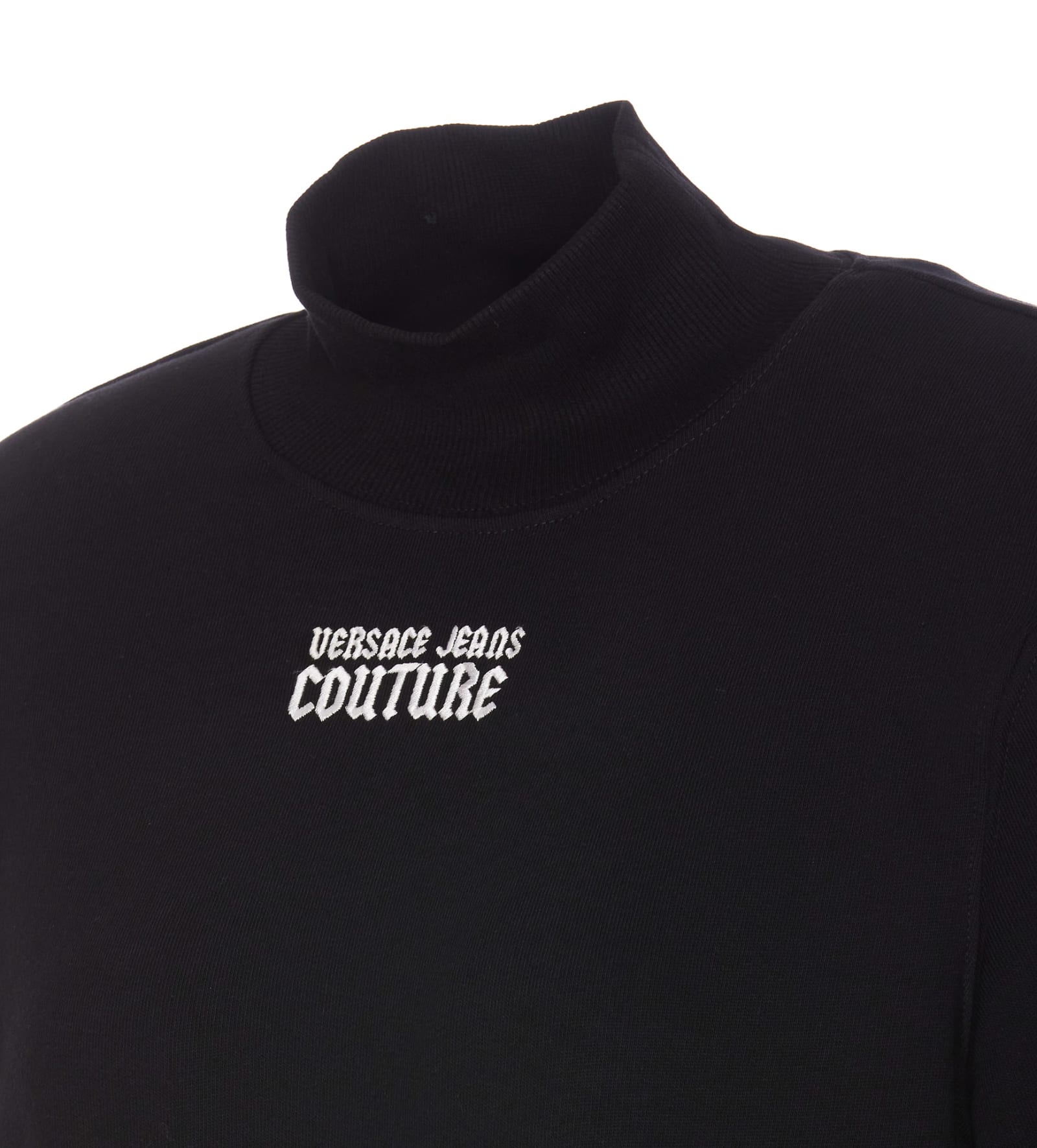 Shop Versace Jeans Couture Bow Tie Embroidered Logo Sweatshirt In Black