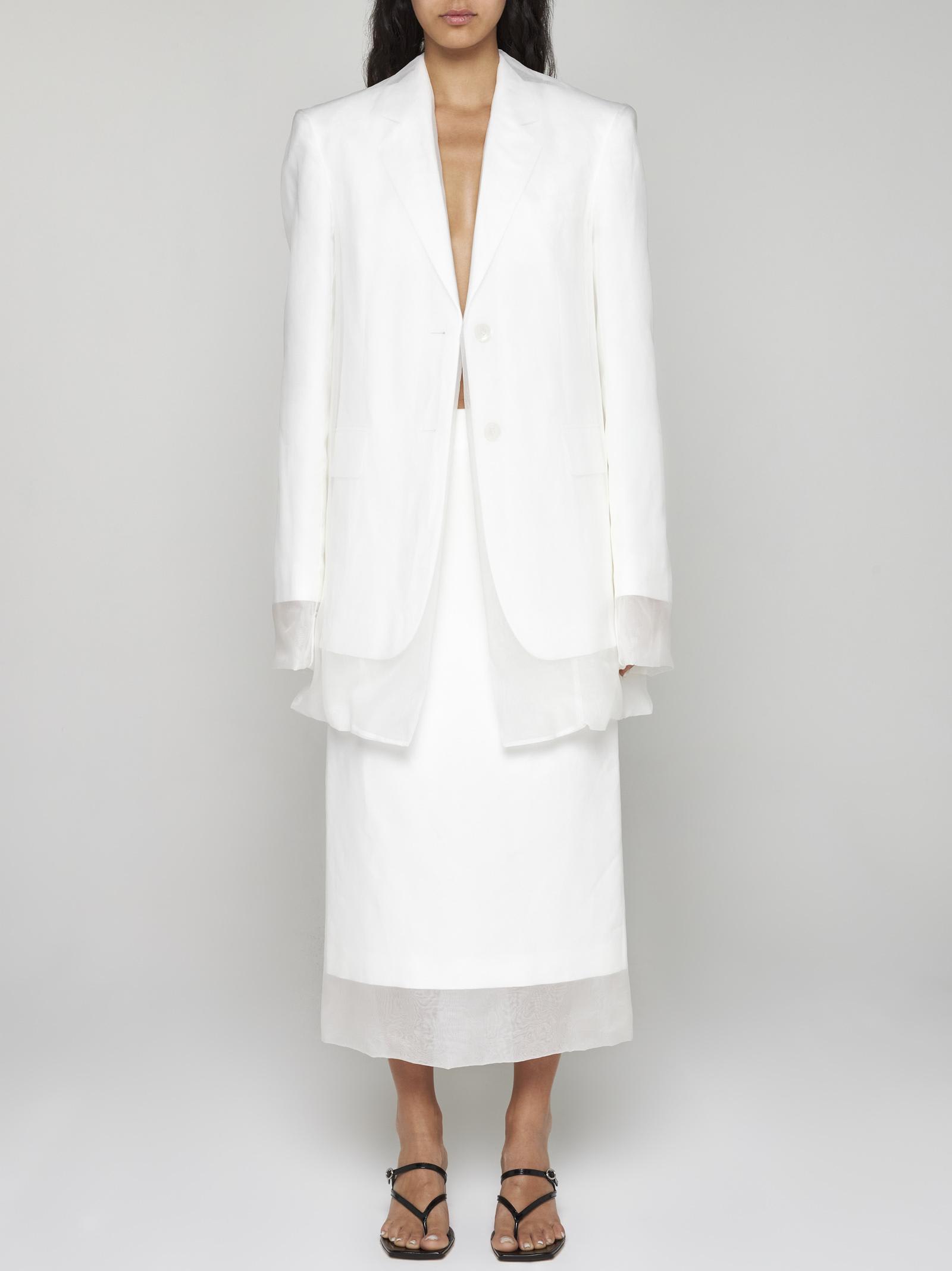 Shop Sportmax Aceti Double Layer Midi Skirt In White