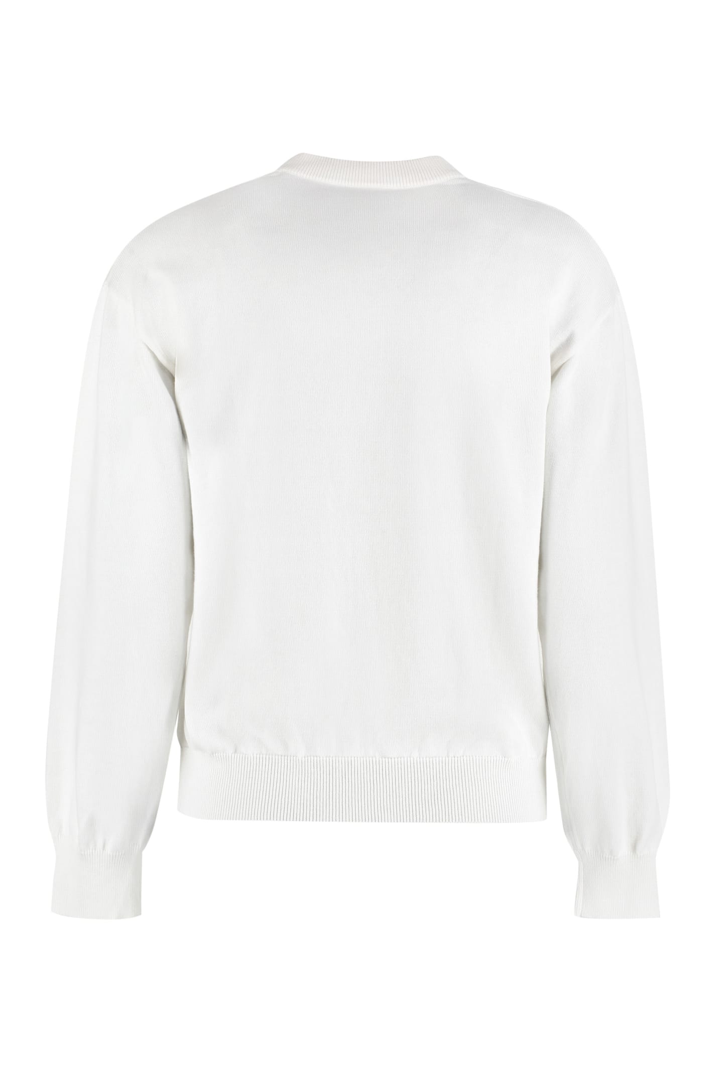 Shop Boutique Moschino Cotton-cashmere Blend Crew-neck Pullover In White