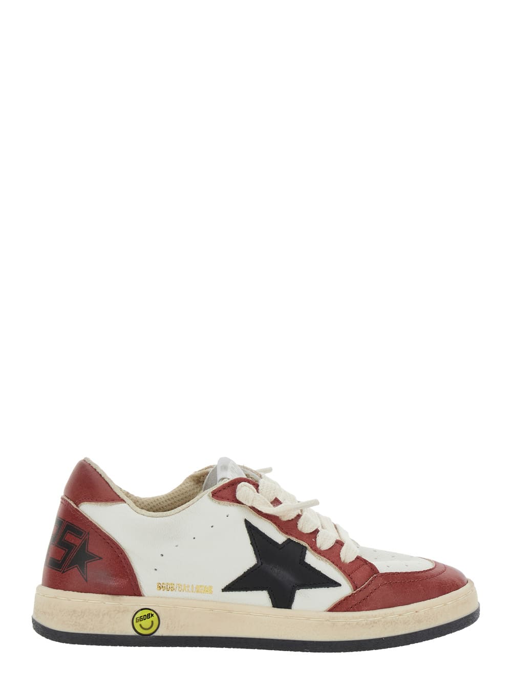 GOLDEN GOOSE BALLSTAR RED SNEAKERS WITH STAR PATCH ON THE SIDE AND LOGO LETTERING ON THE SIDE IN LEATHER BOY