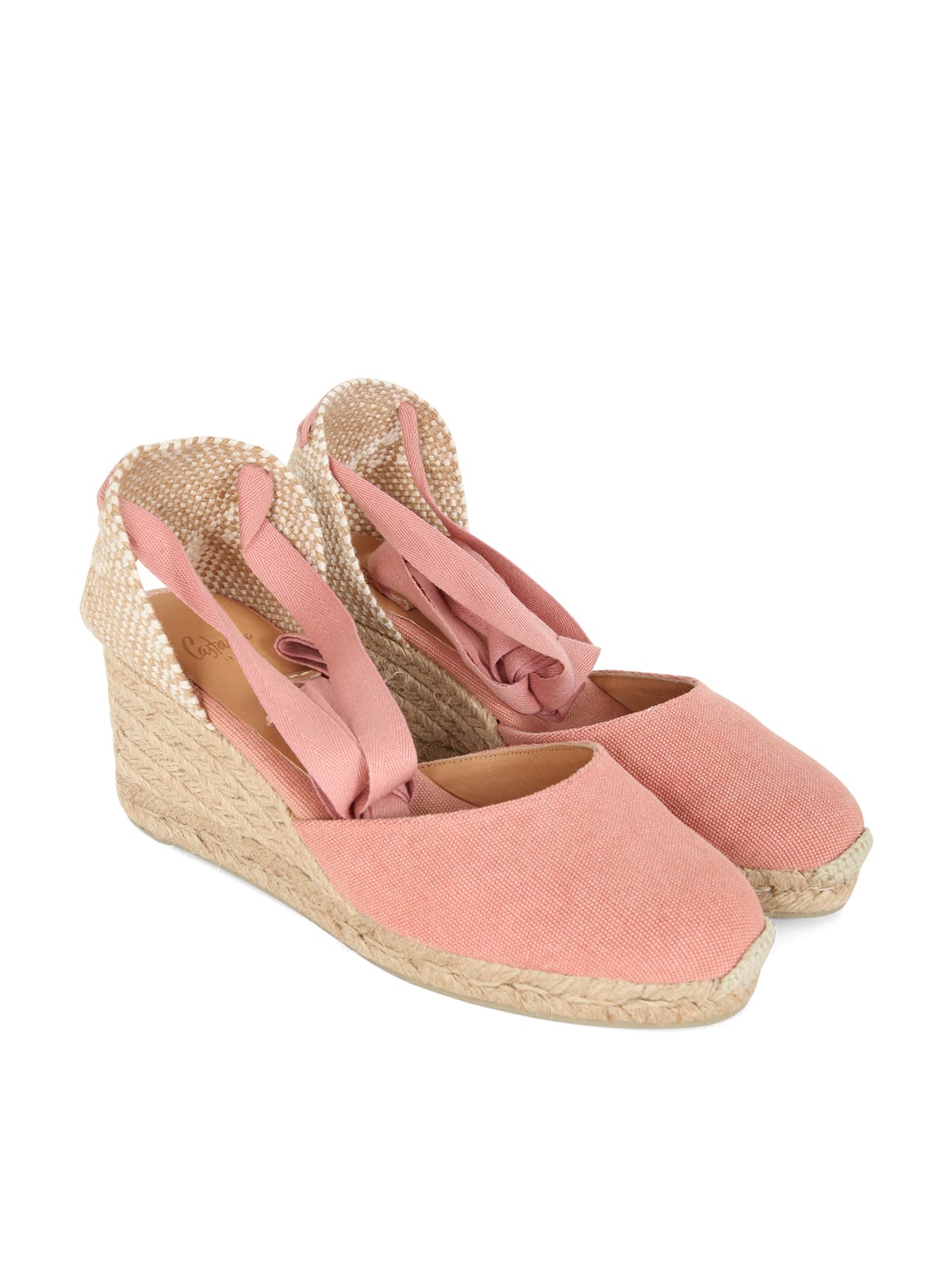 Shop Castaã±er Carina Espadrilles Wedge Sandal With Ankle Laces In Pink