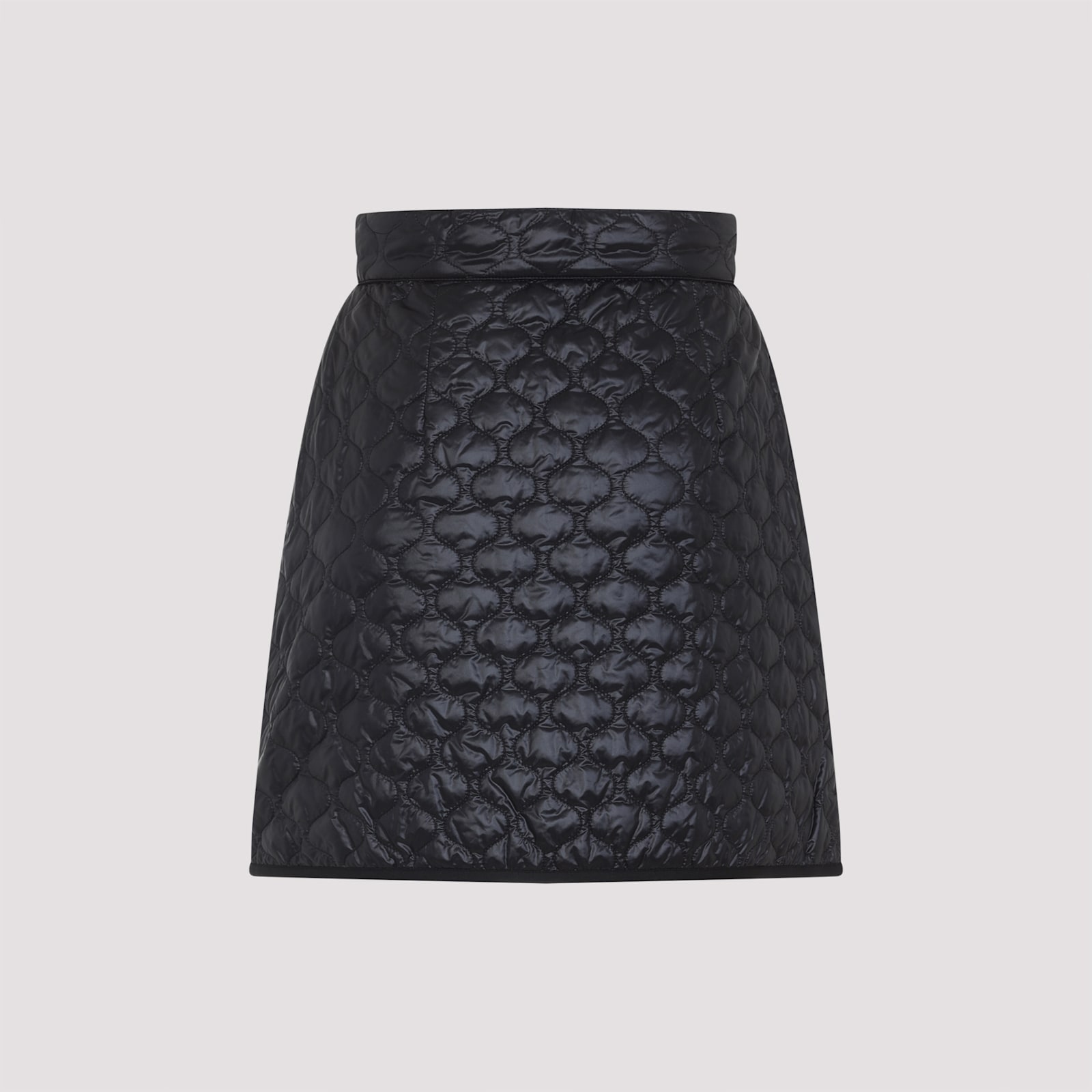 Moncler Quilted Black Skirt With Glossy Finish And Wrap Style In Black