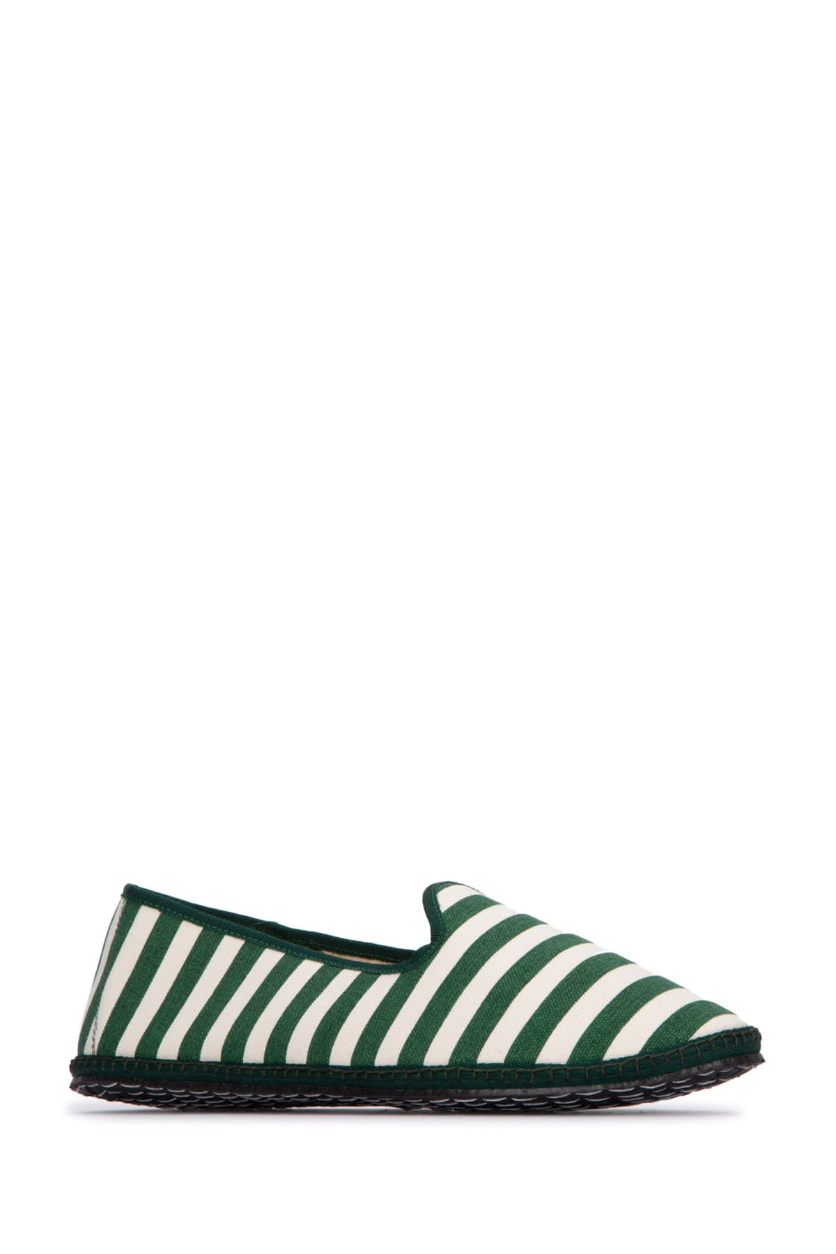 Vibi Venezia Loafers Jute Sole Canvas Upper In Greenstripes