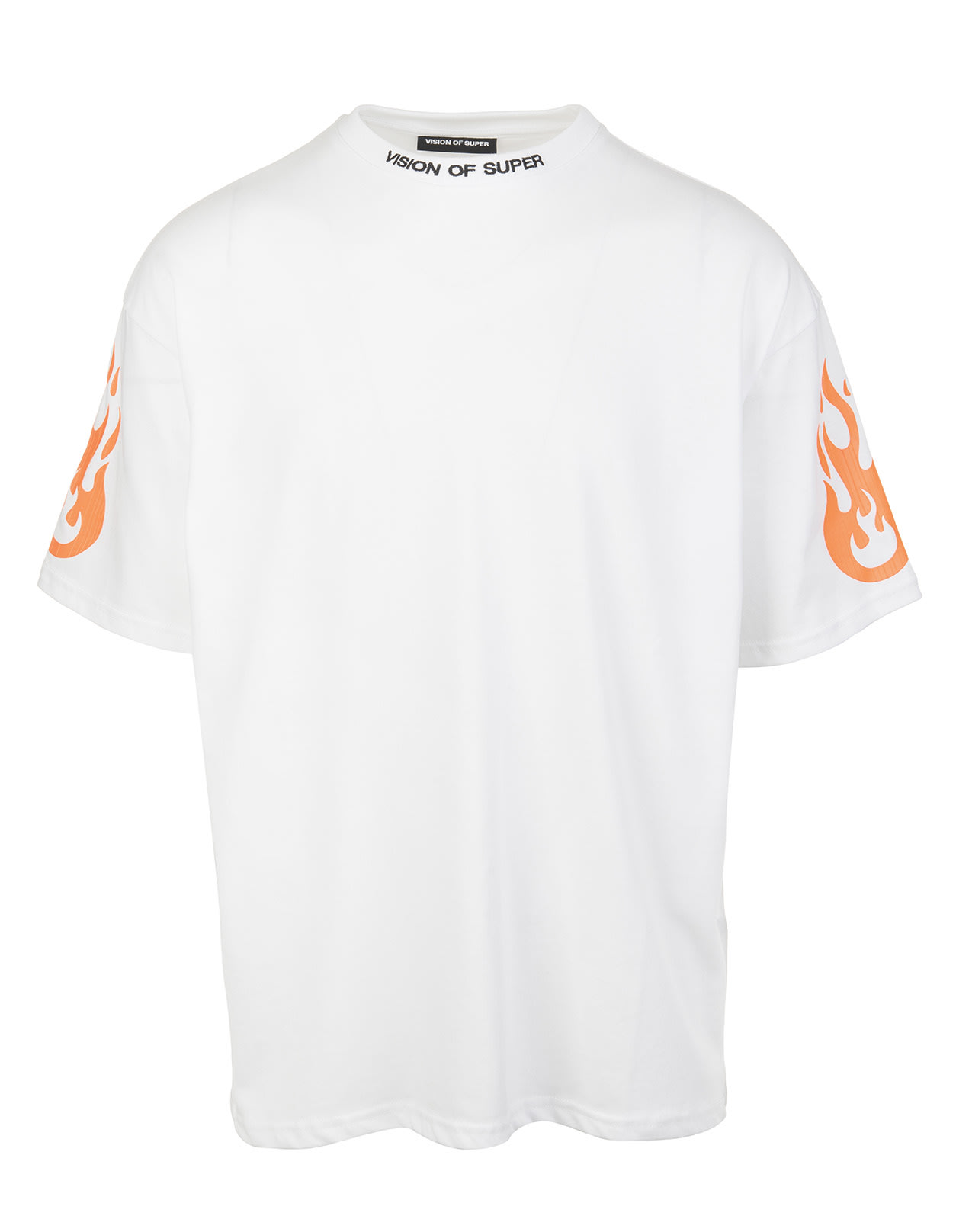 Vision of Super Man White T-shirt With Orange Flame