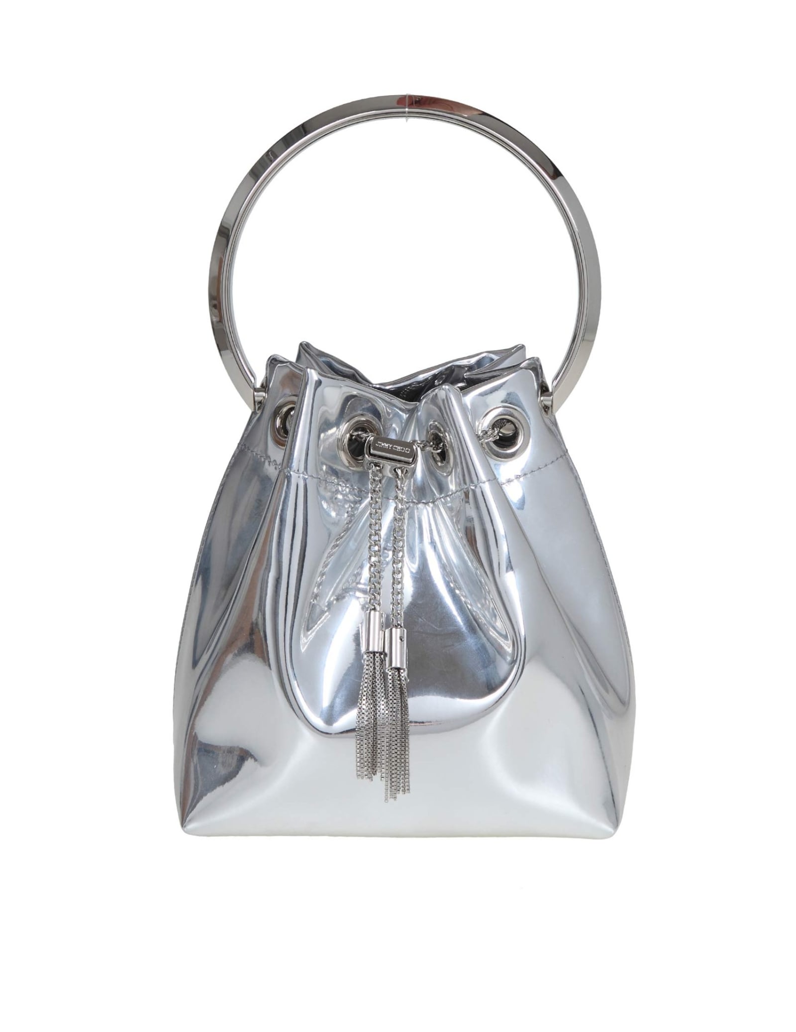 Bon Bon Bucket Bag In Silver Metallic Leather