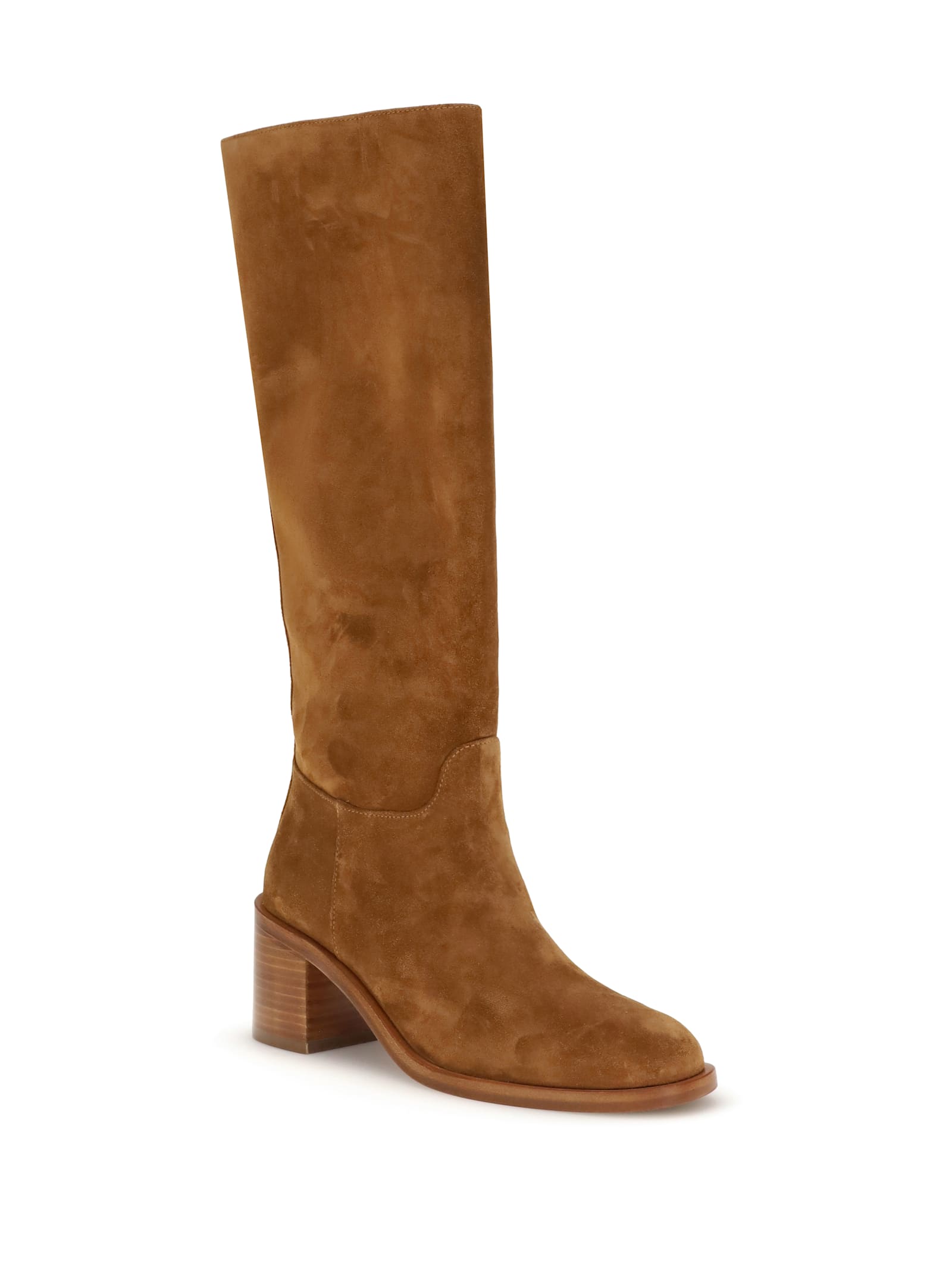 Stuart Weitzman 60mm Finn Suede-leather Block-heel Boots In Brown