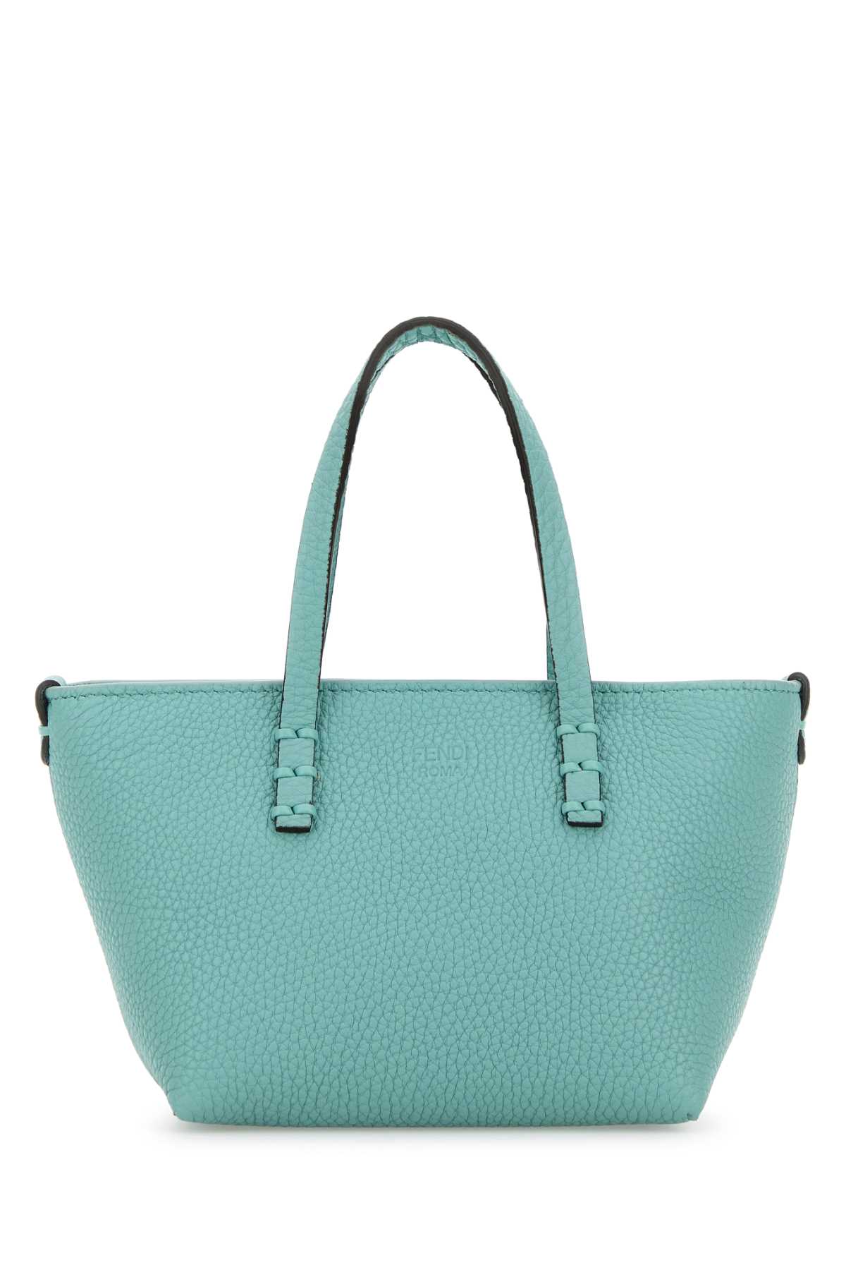 Shop Fendi Light Blue Leather Mini Roll Handbag In Aquifertmros