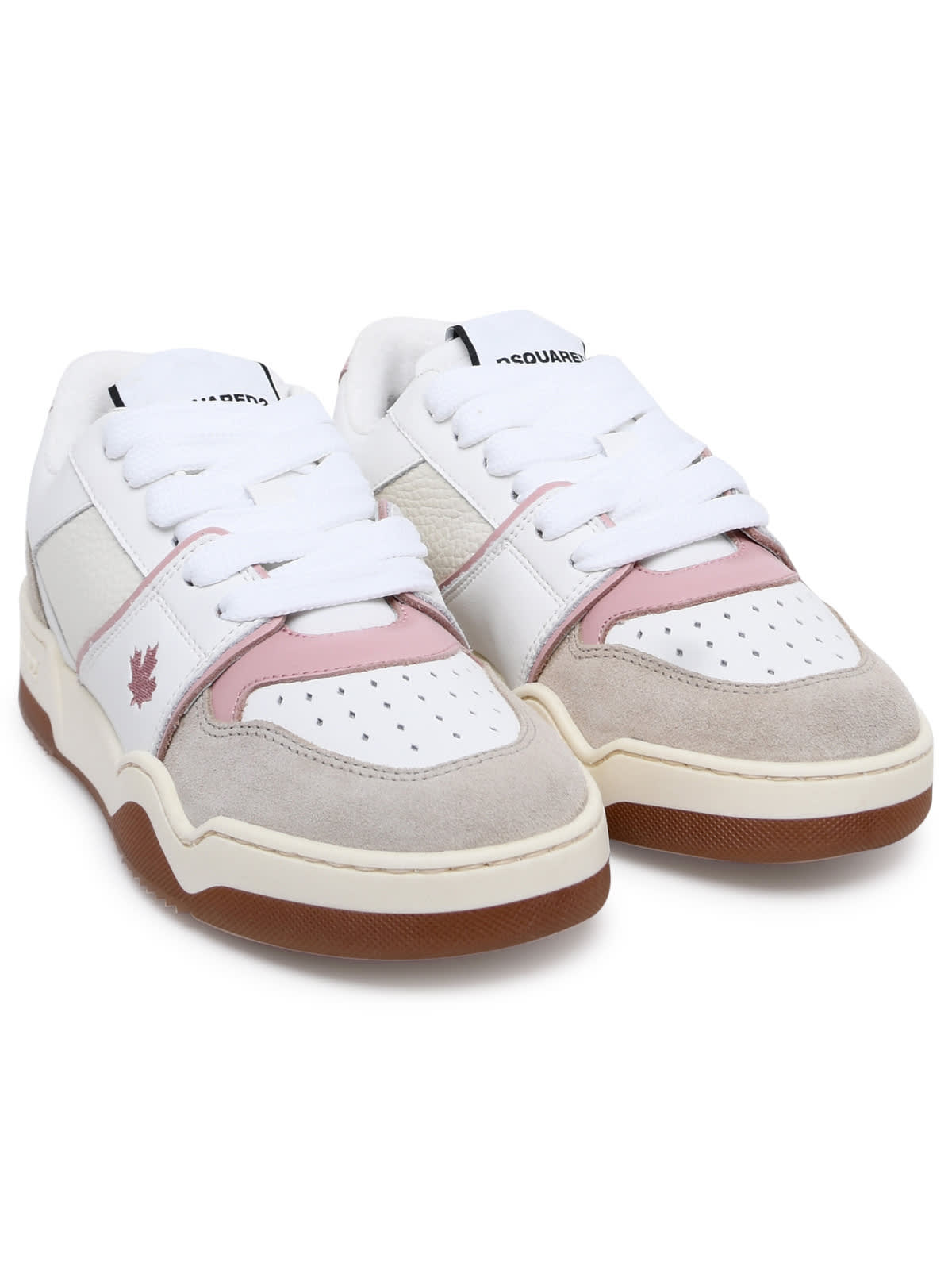 Shop Dsquared2 Spiker White Leather Sneakers In Multicolor