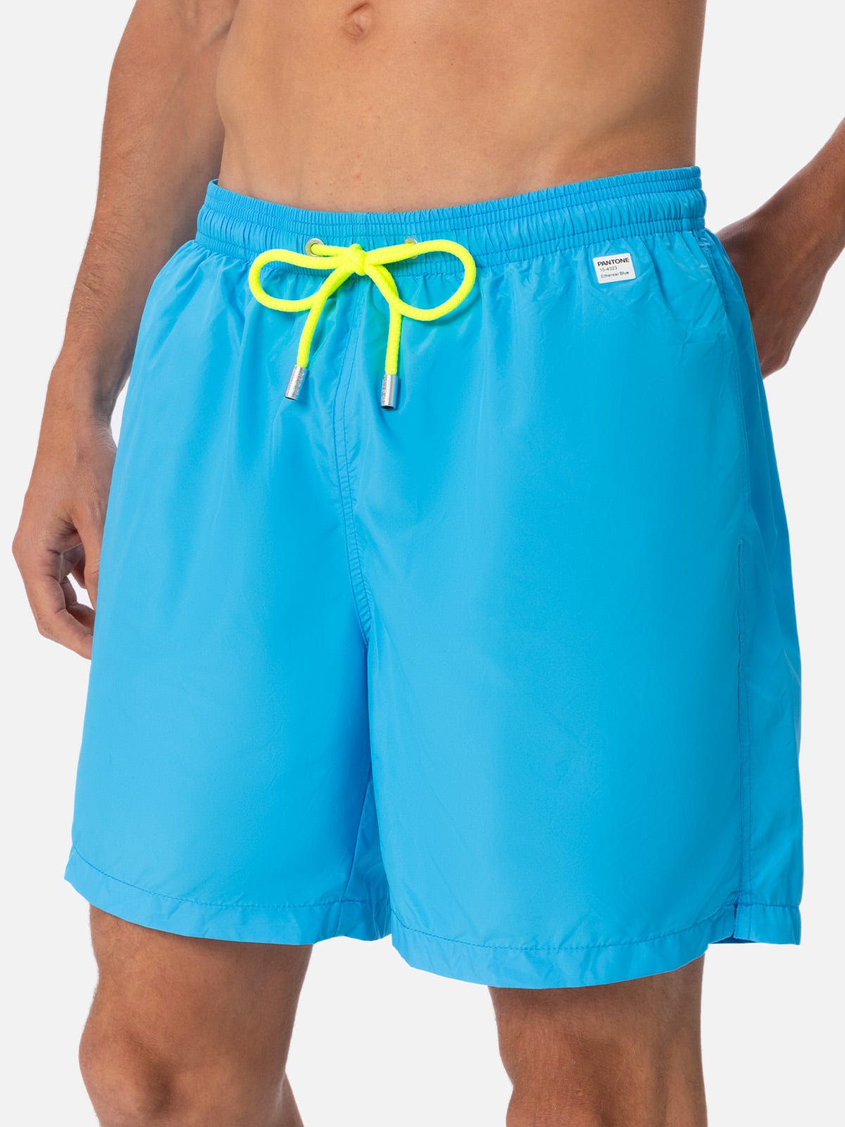 Shop Mc2 Saint Barth Man Lightweight Fabric Aqua Blue Swim Shorts Lighting Pantone Pantone® Special Edition In Sky