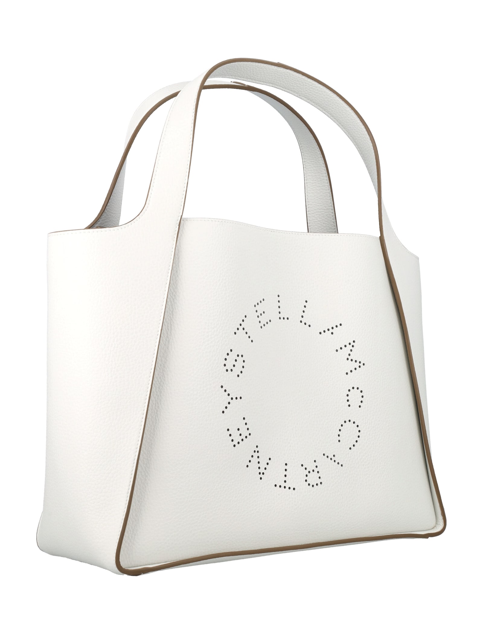 Shop Stella Mccartney Logo Grainy Alter Mat Tote Bag In Pure White