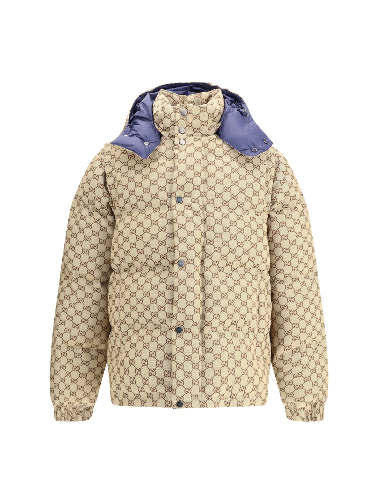 Gucci Gg Patterned Padded Down Jacket In Yellow