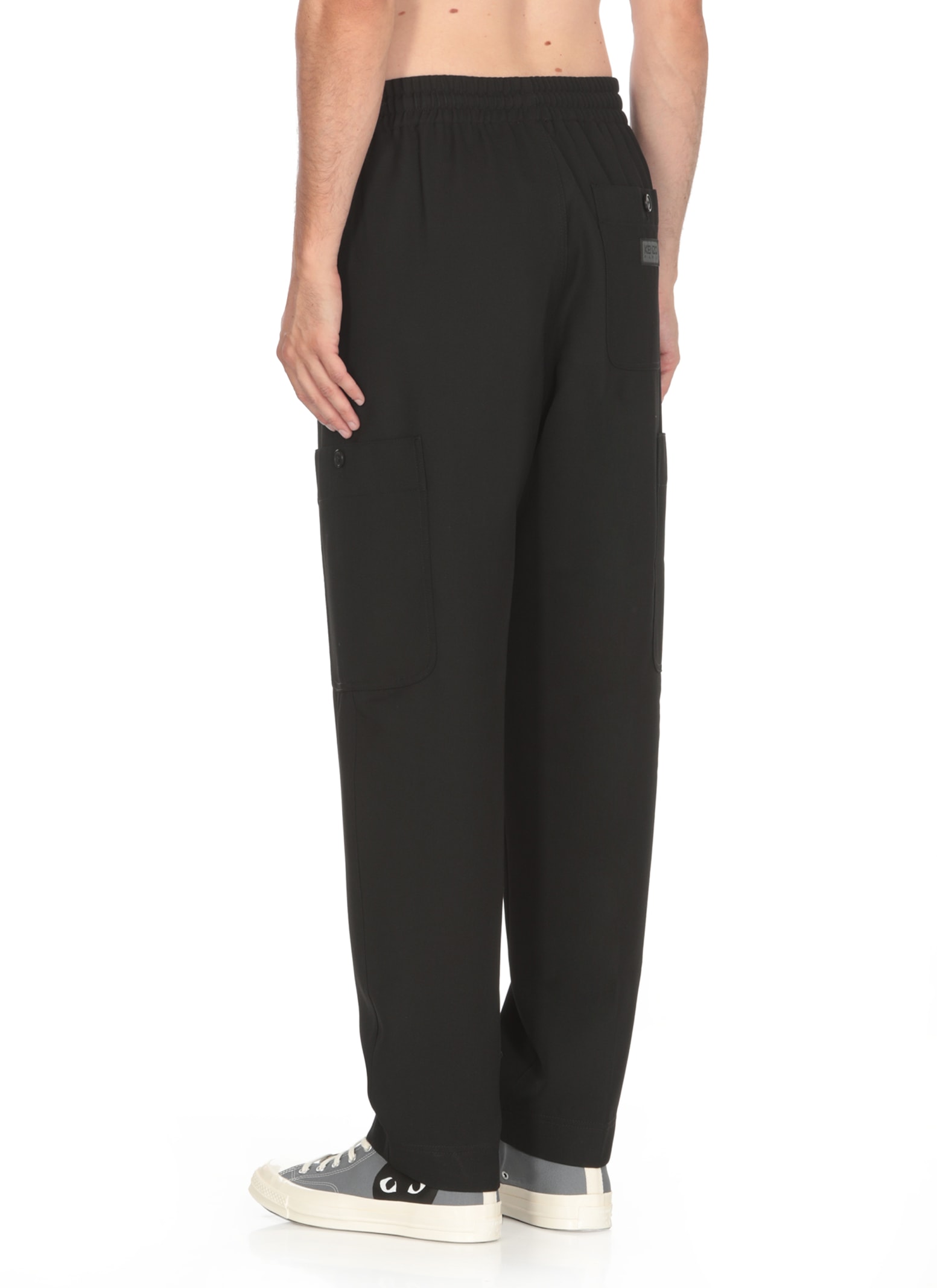 Shop Kenzo Cargo Joggins Trousers In Black