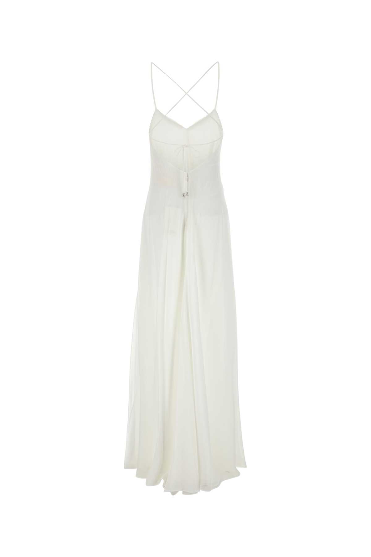 Max Mara Calmi Georgette Maxi Dress In Bianco Ottico