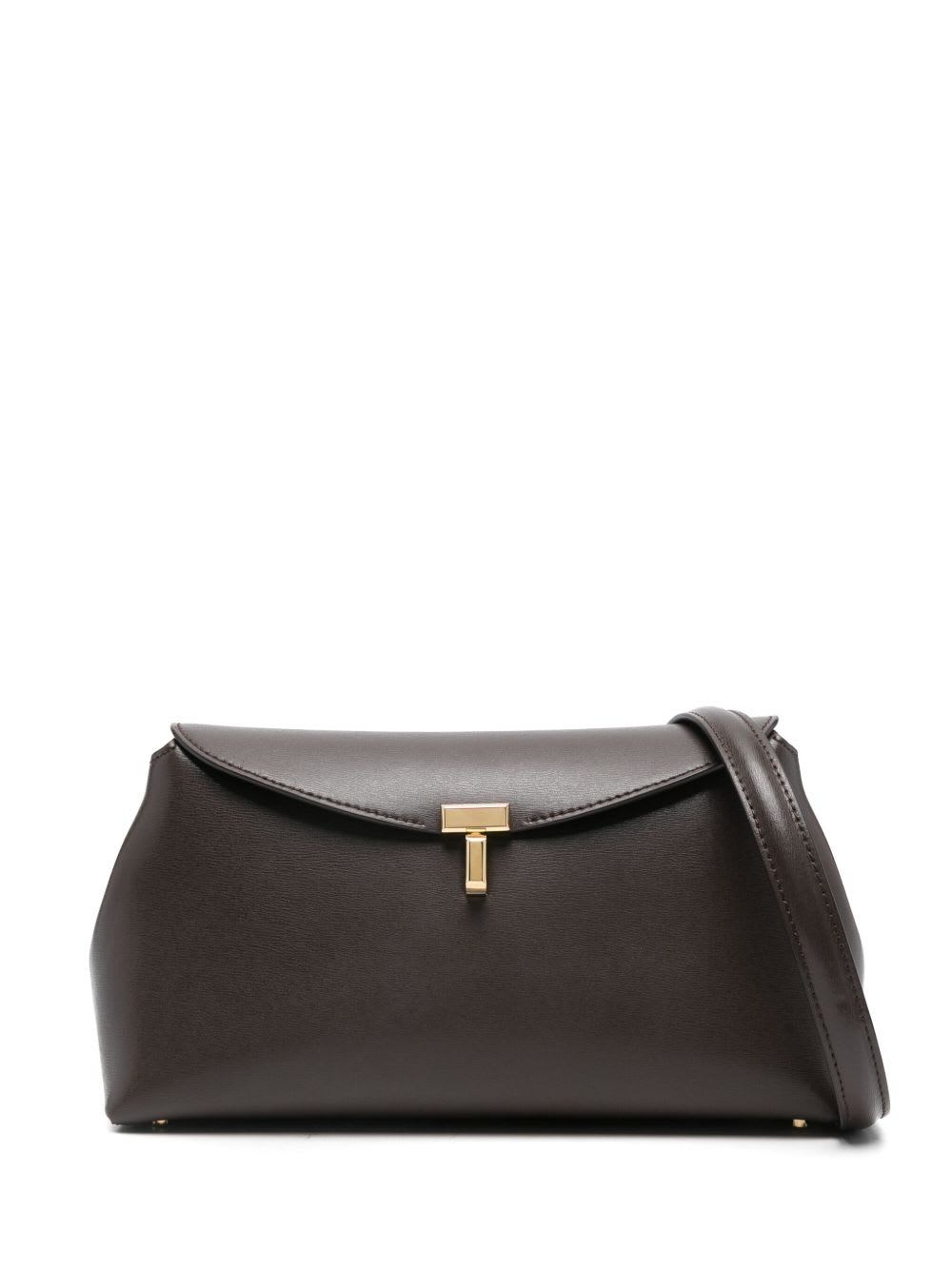 Totême T-lock Leather Clutch In Brown