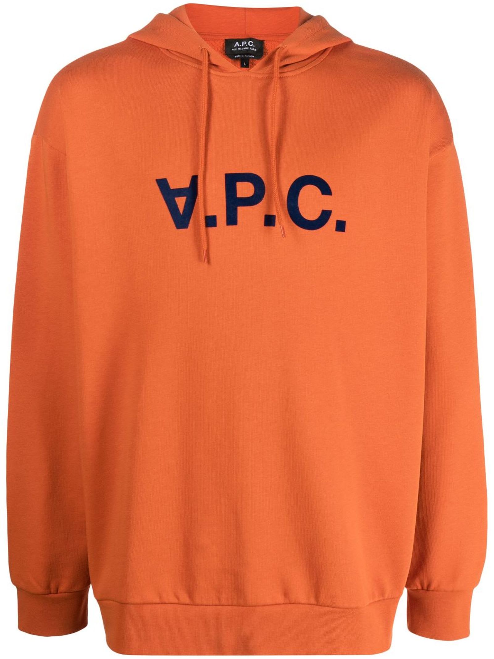 Apc Orange Cotton Hoodie Fleece