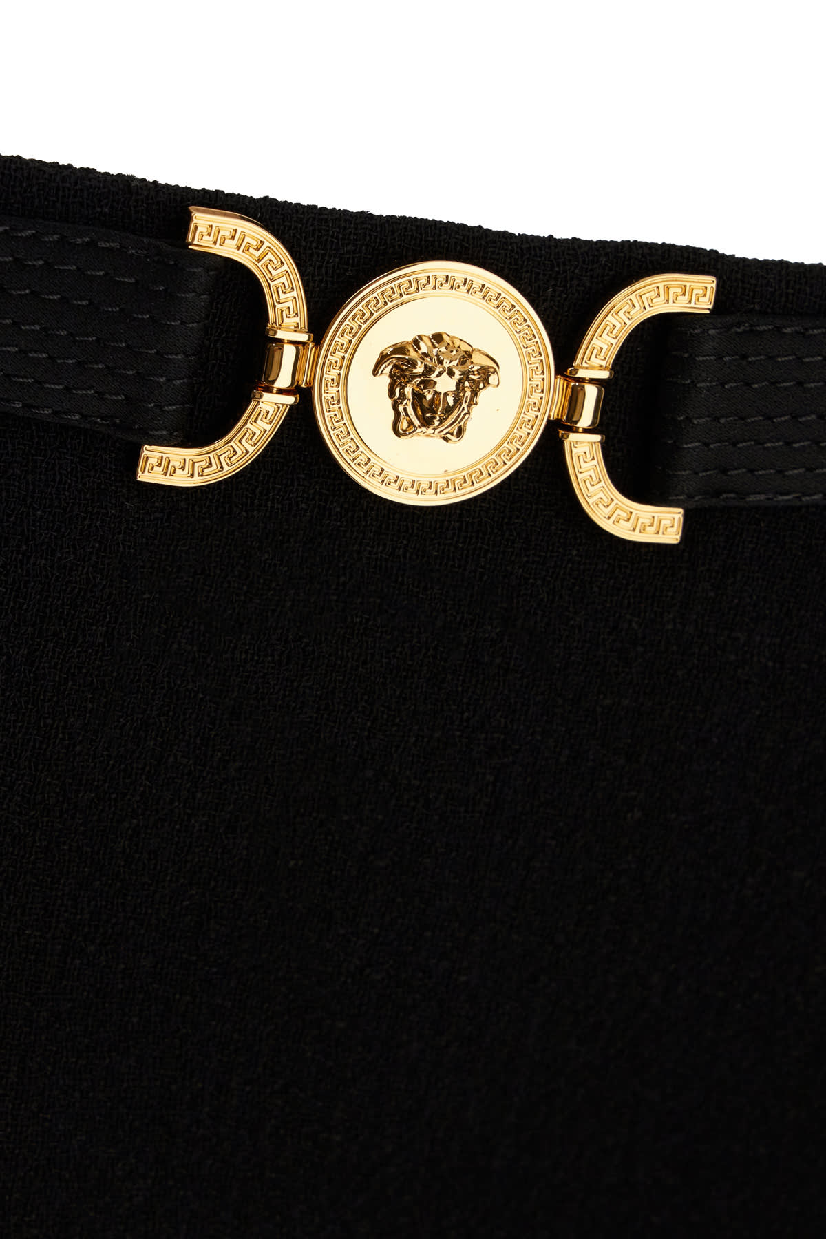 Shop Versace Black Stretch Wool Blend Mini Skirt