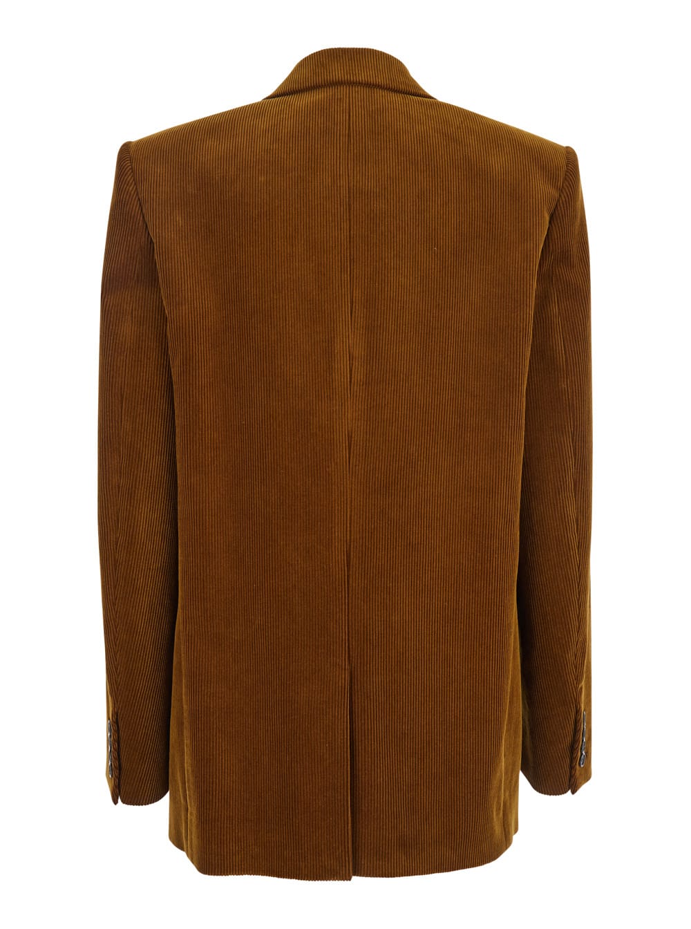 Saint Laurent Brown Double-breasted Jacket With Notched Revers And In Corduroy Woman In Brown