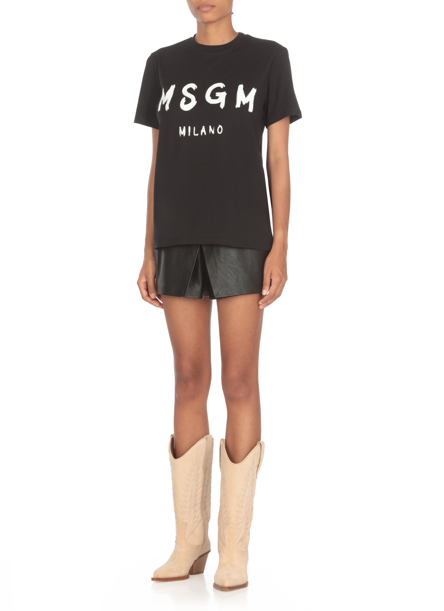 Shop Msgm T-shirt With Logo In Black