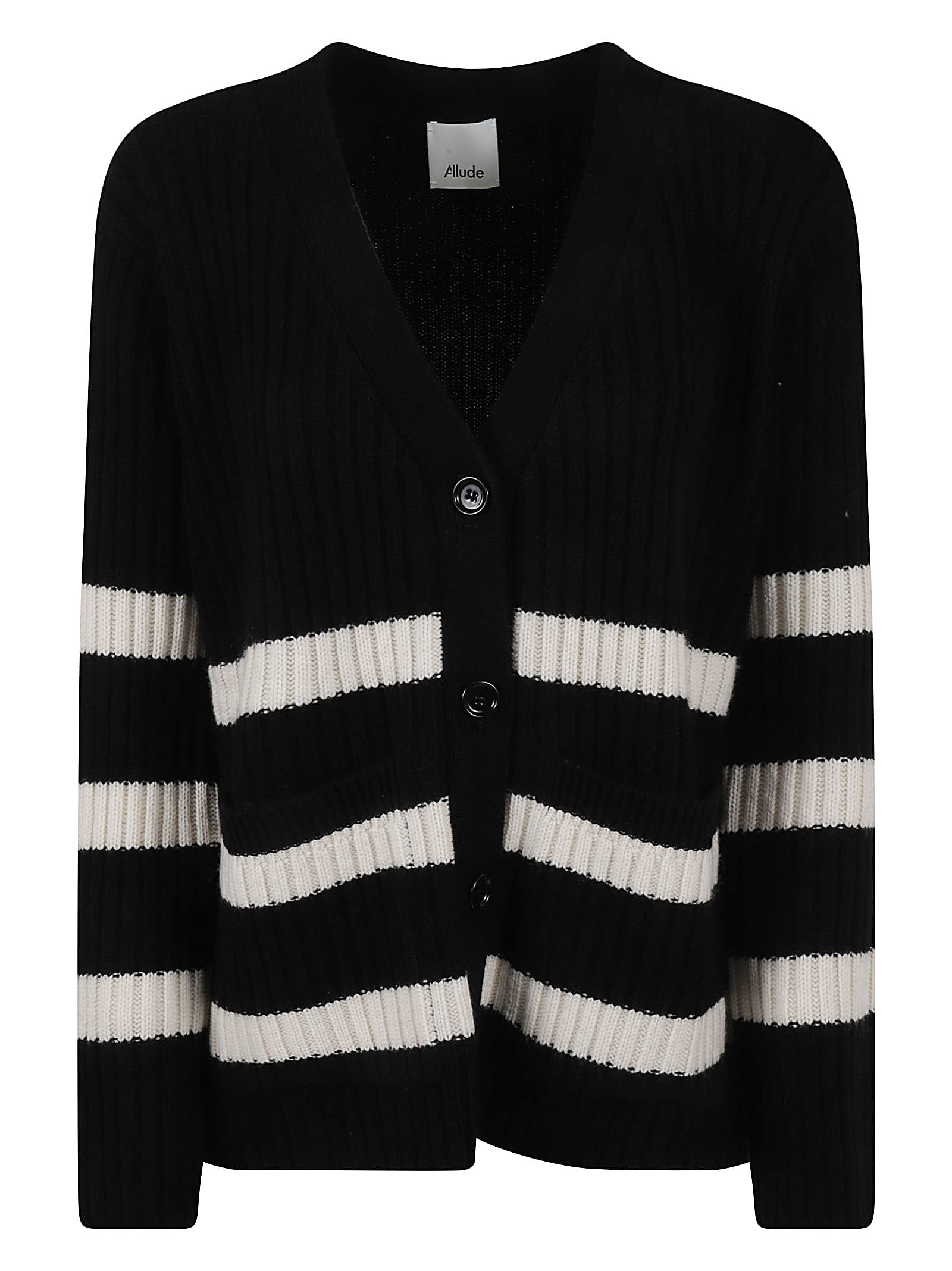 Shop Allude Ribbed Stripe Cardigan