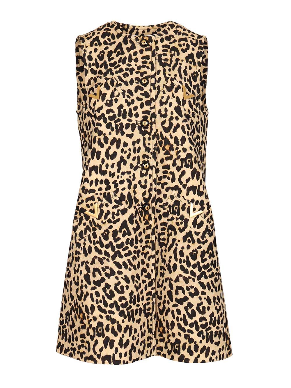 Valentino Animalier Mini Dress In Brown