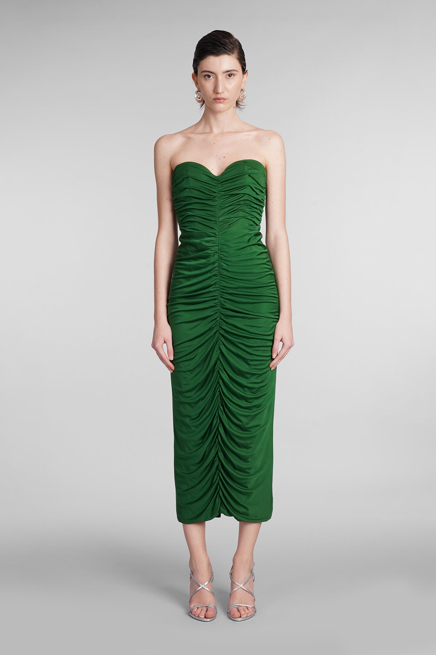 Aveline Dress In Green Silk