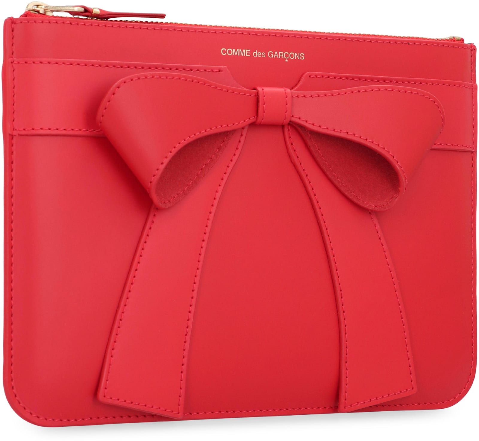 Comme Des Garçons Leather Pouch In Red