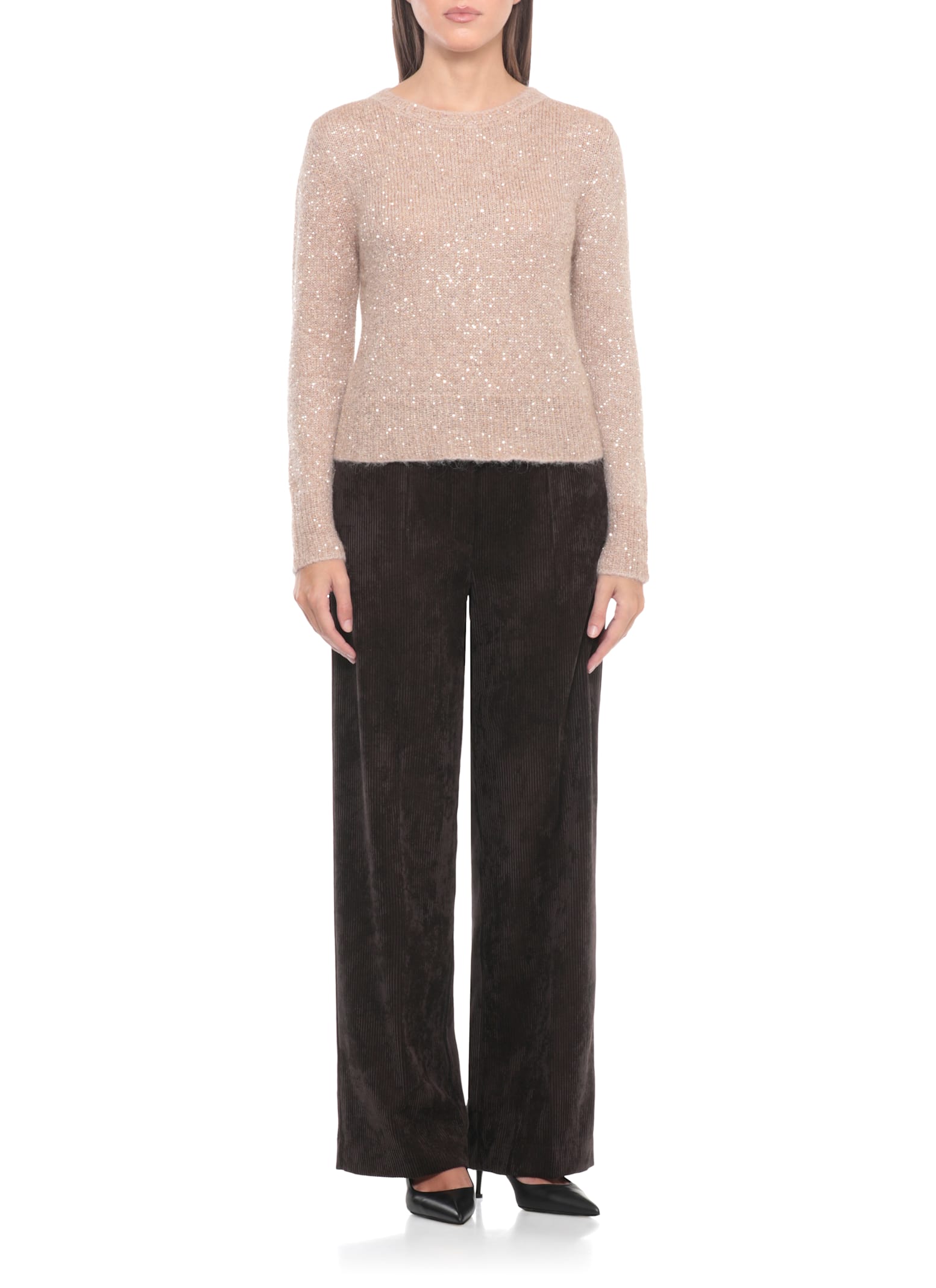 D Exterior Sweater With Sequins In Neutral