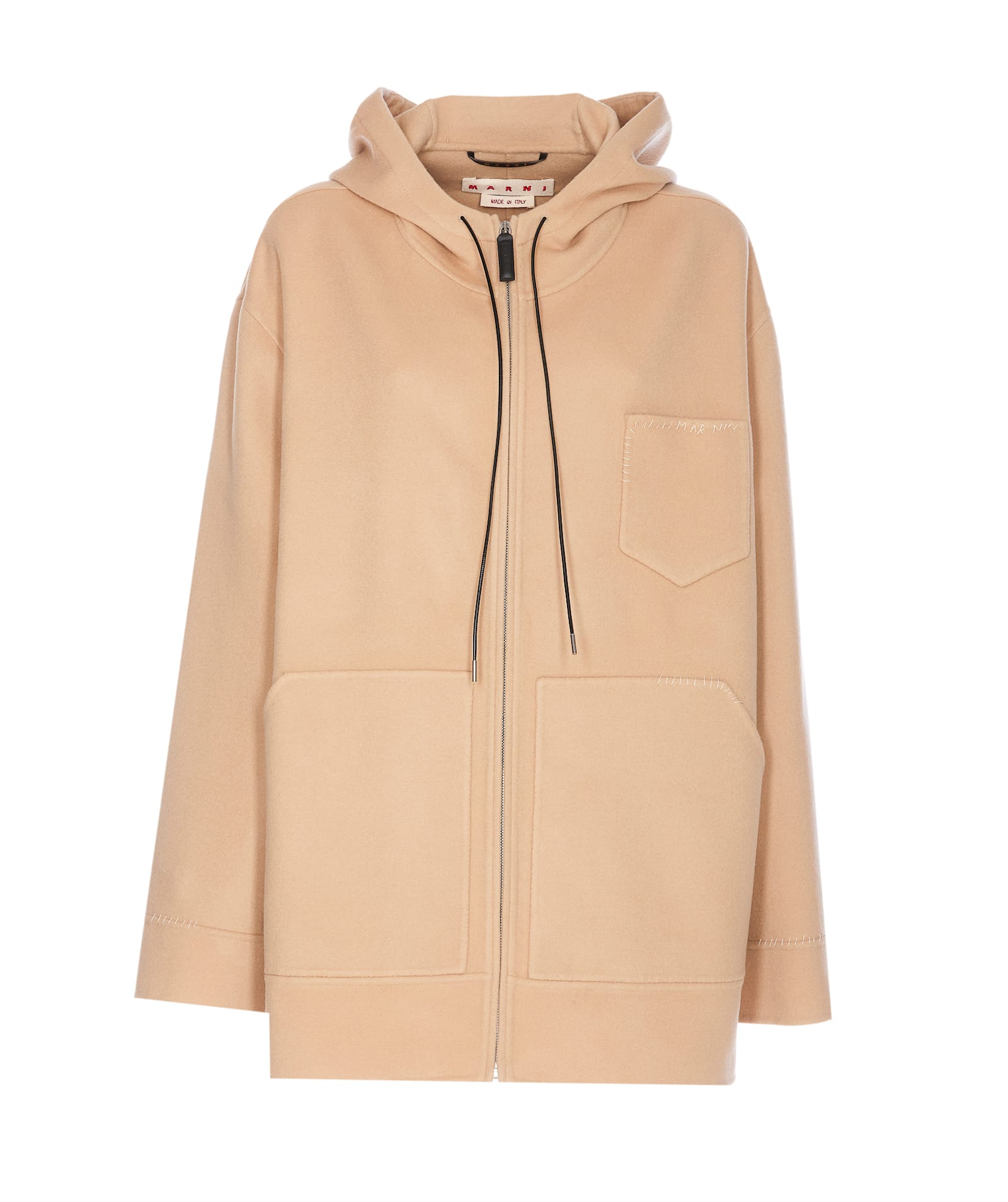 Shop Marni Parka In Cashmere Wool With  Topper In Beige