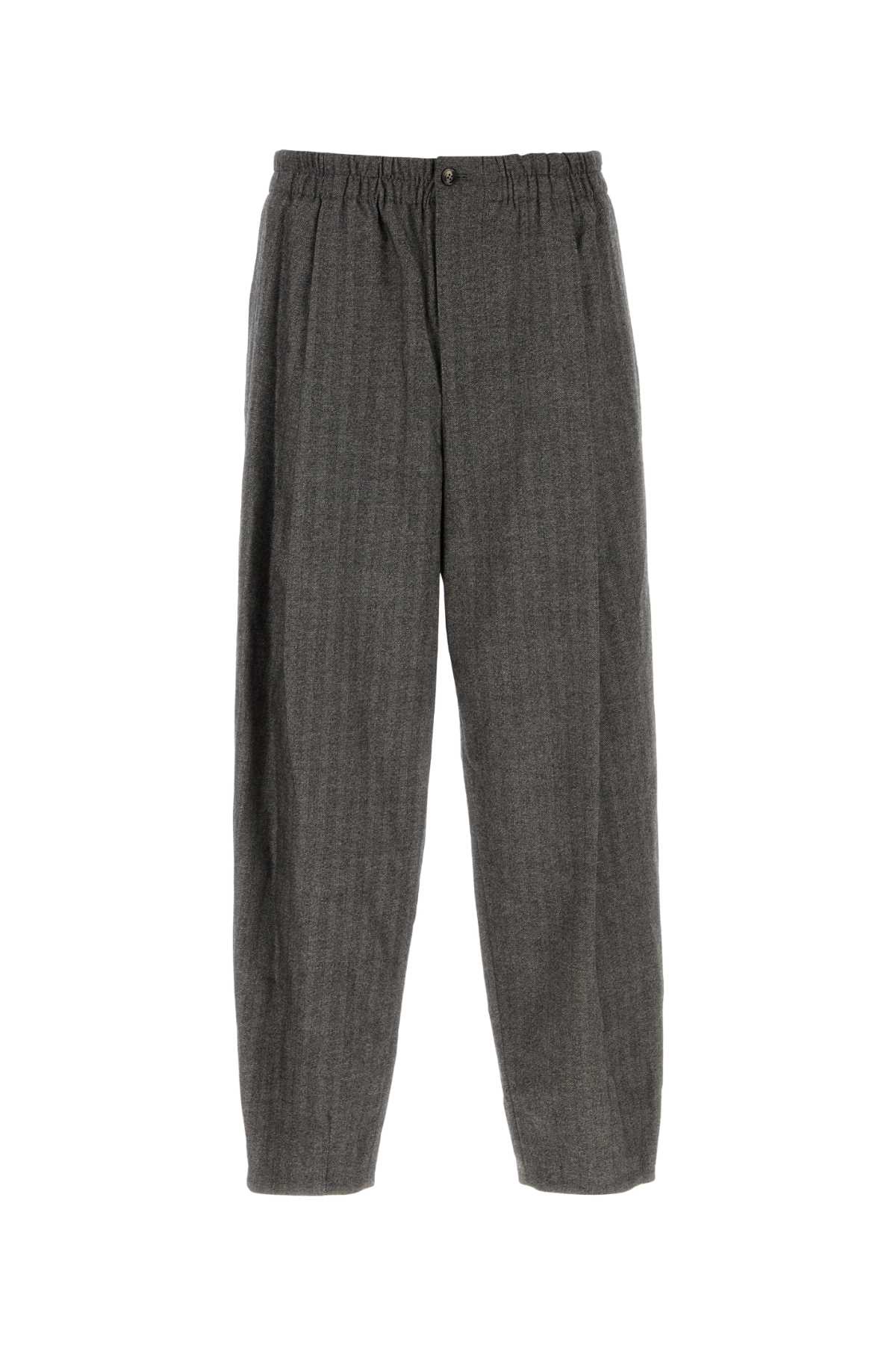 Giorgio Armani Wool Blend Pant With Back Pockets And Button Detail In Gray