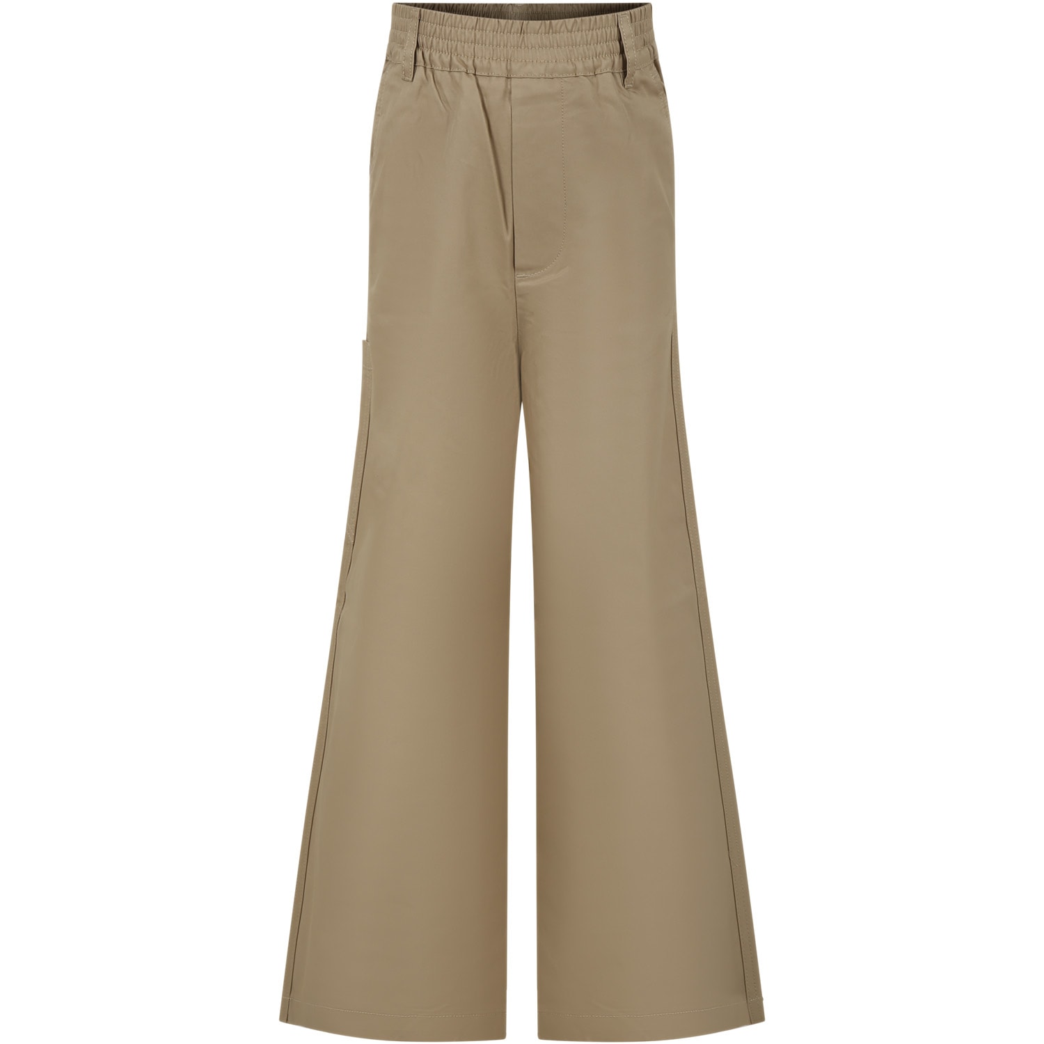 Shop Mm6 Maison Margiela Beige Trousers For Girl With Logo
