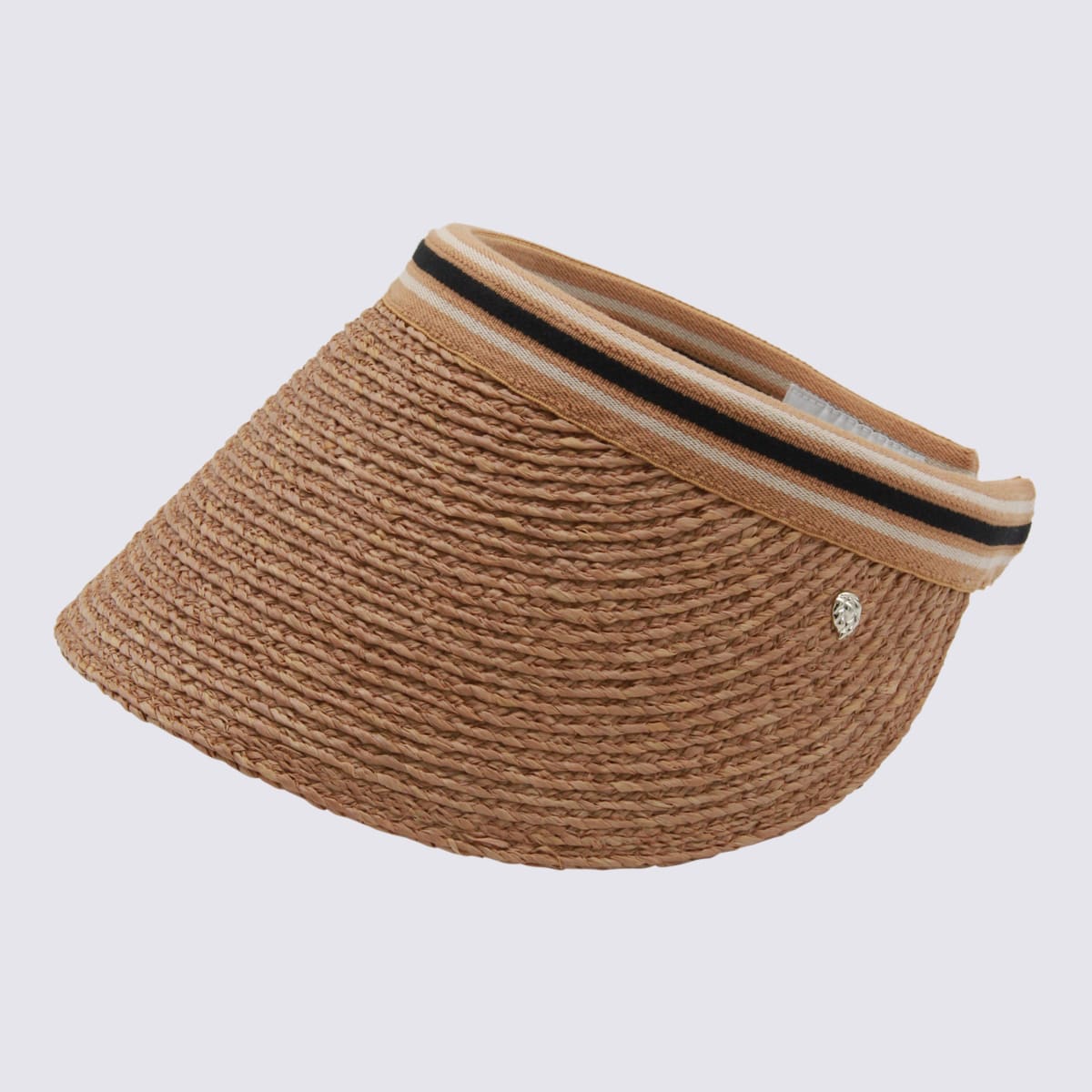Helen Kaminski Bianca 12 Striped Raffia Visor Hat In Brown