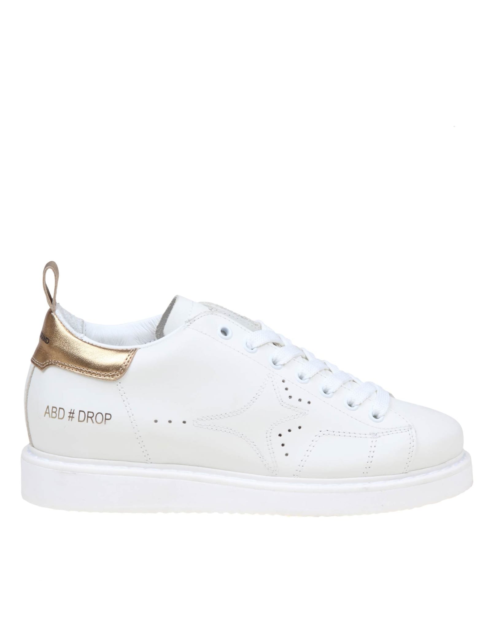 Shop Ama Brand White And Gold Leather Sneakers In White/gold