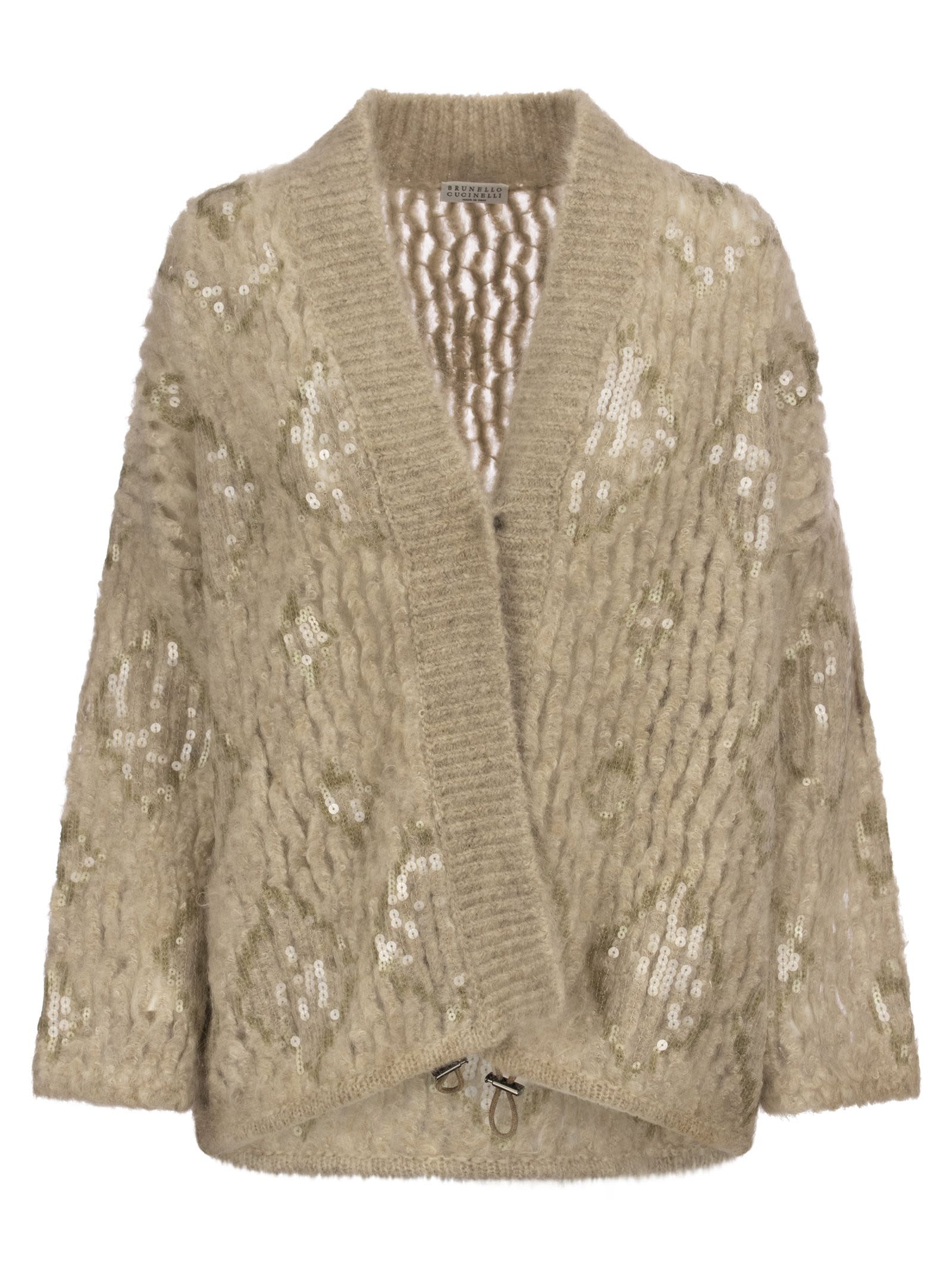 Brunello Cucinelli Dazzling Diamond Embroidery Mohair And Wool Cardigan