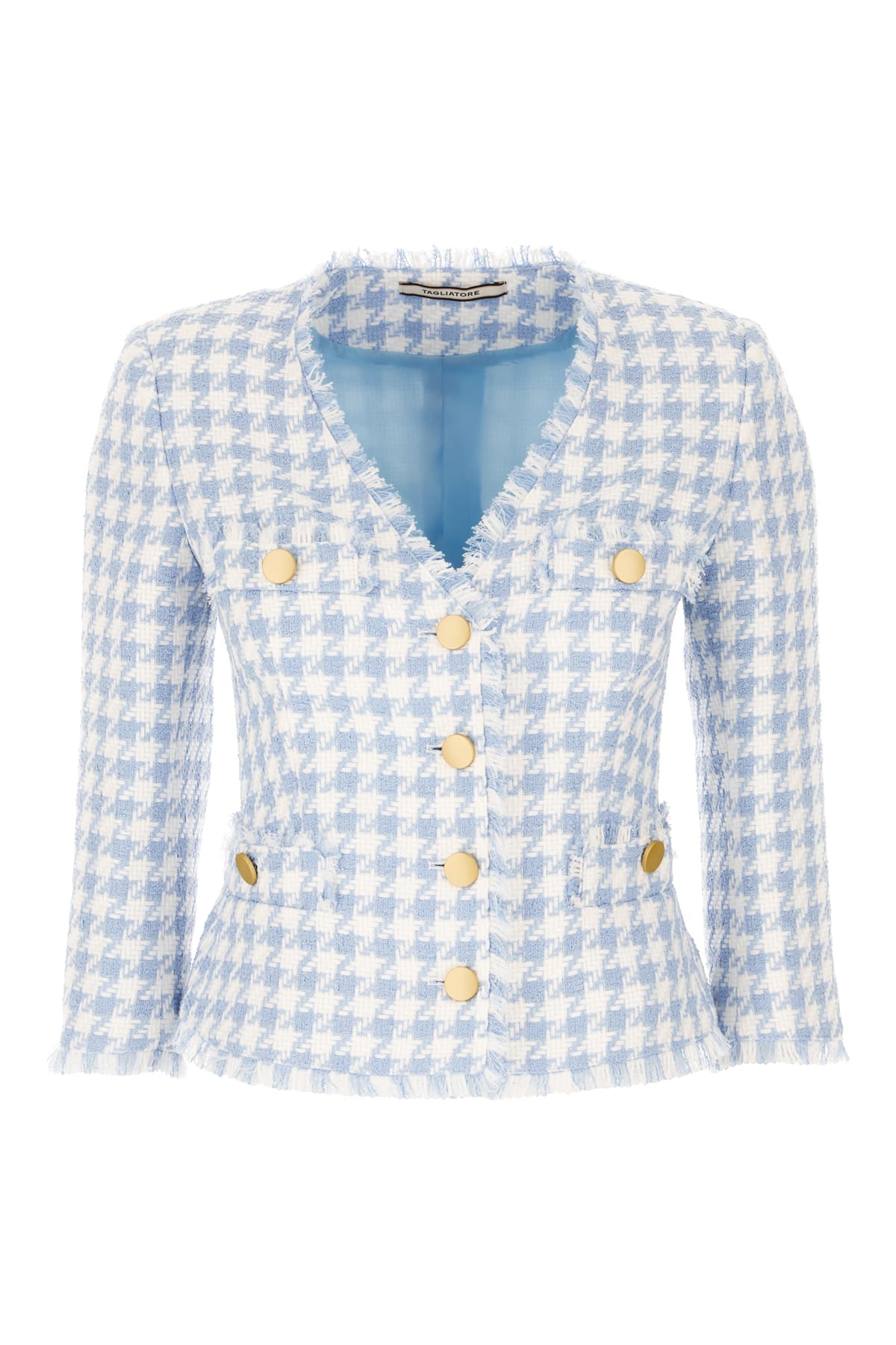 Tagliatore Embroidered Tweed Blazer In Biancoazzurro