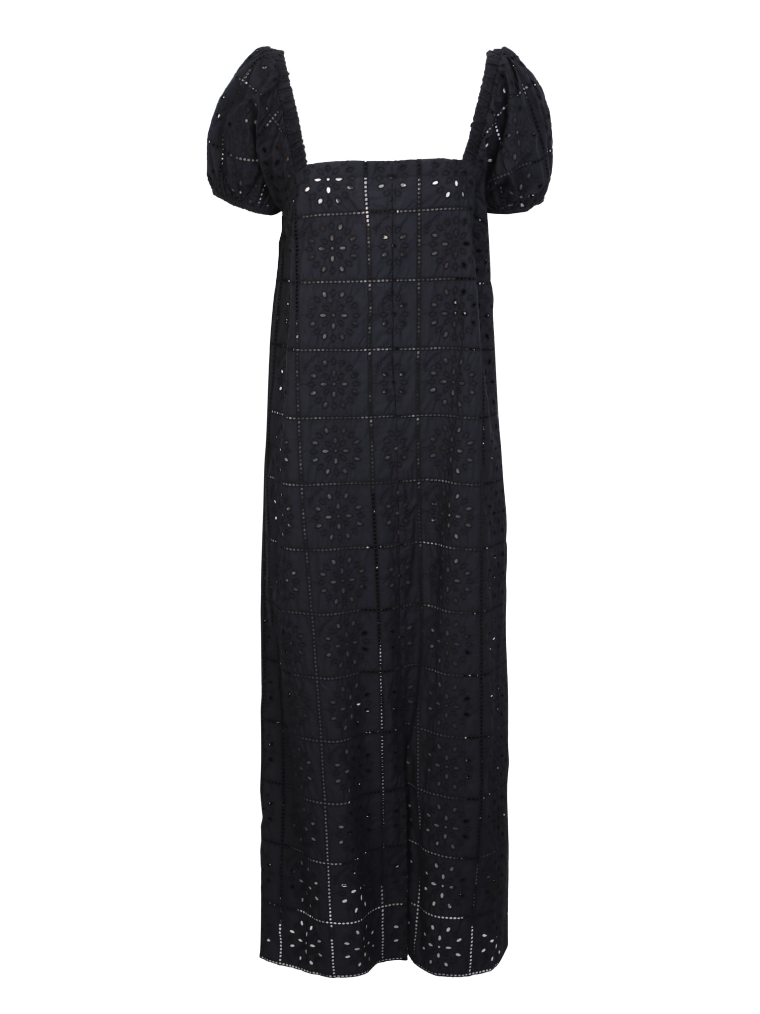 Shop Ganni Broderie Anglaise Black Dress