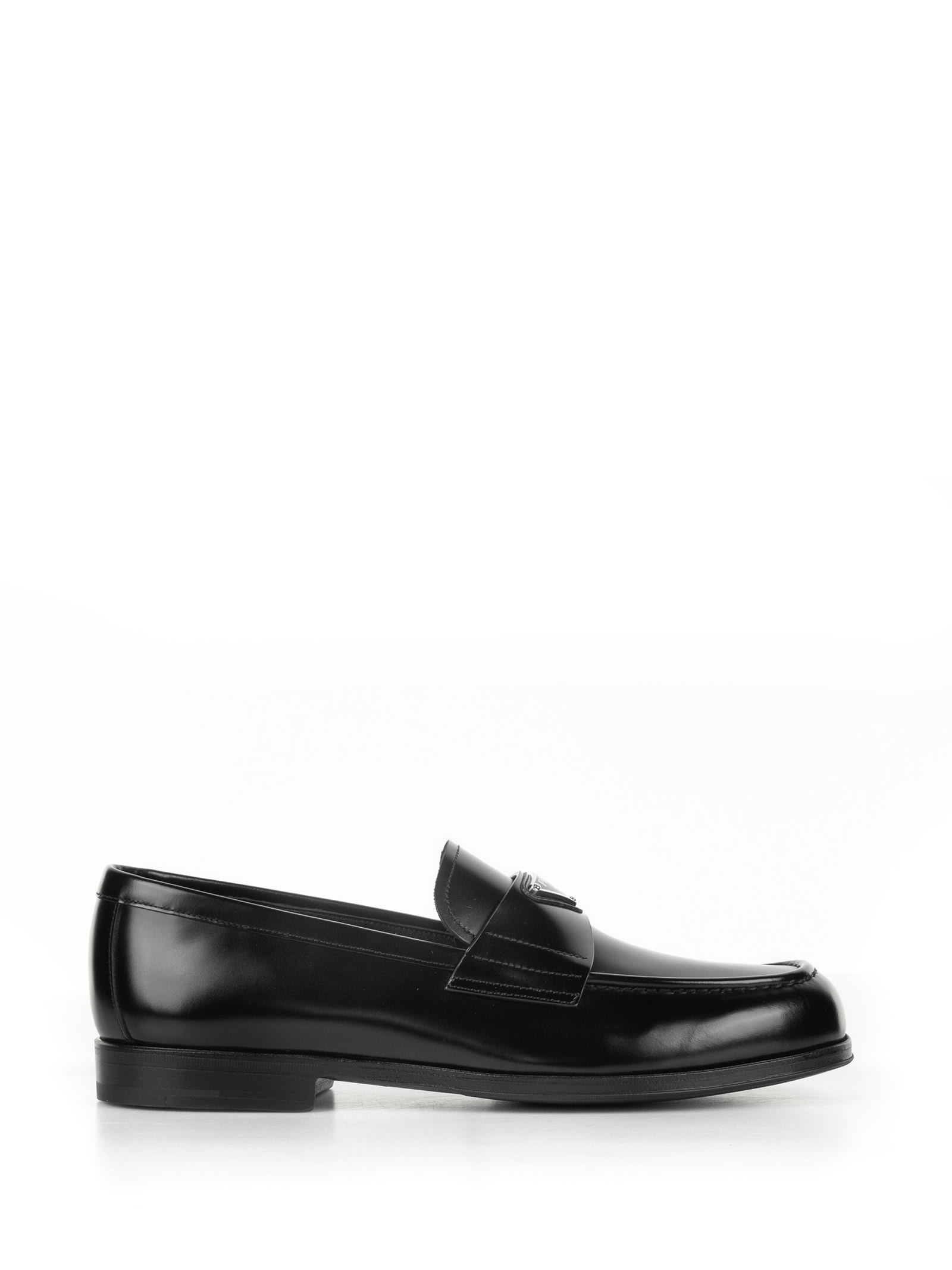Brushed Leather Loafers With Logo