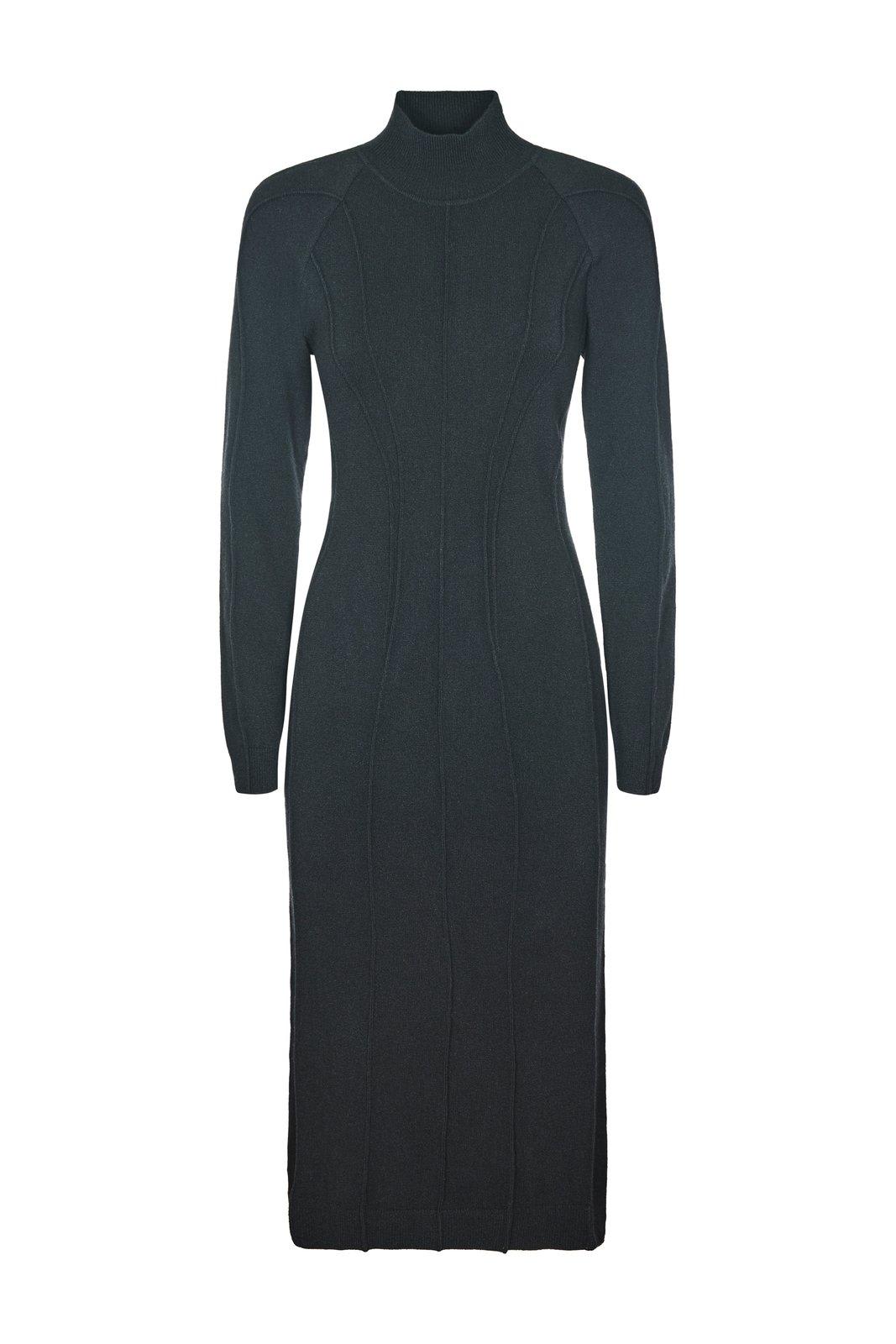 Shop Alberta Ferretti Mid-length Knitted Dress In Black