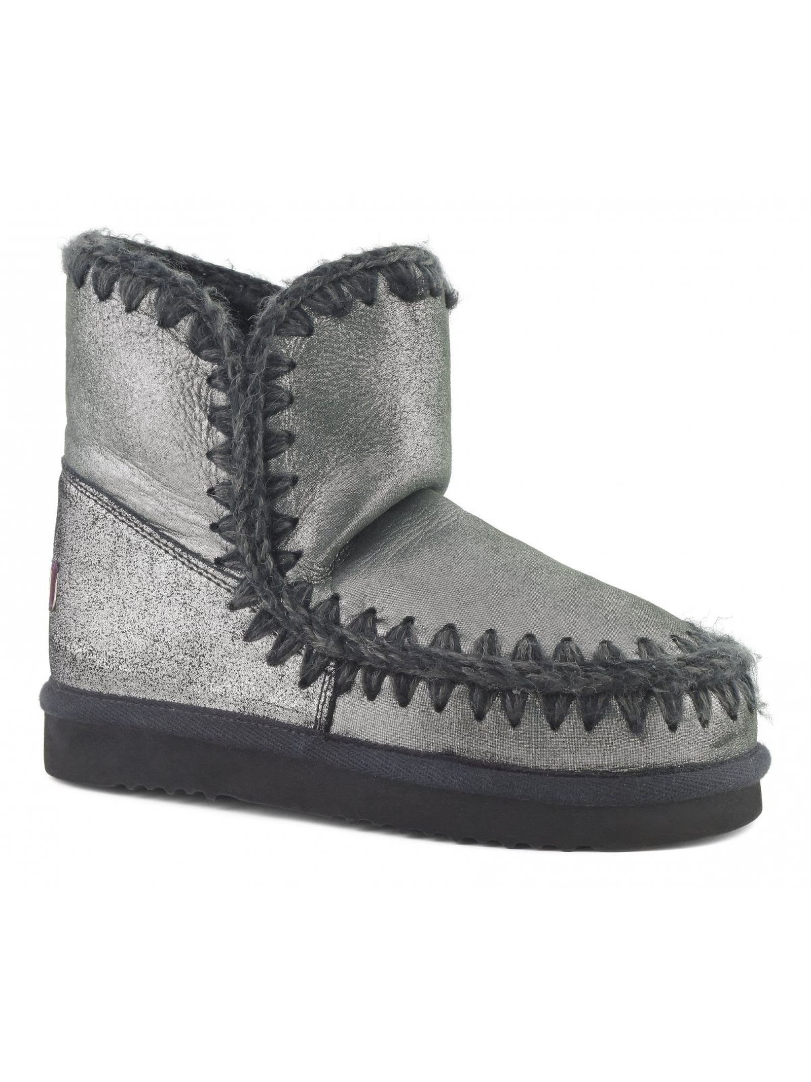 Mou Microglitter Black Double-face Sheepskin Eskimo 18 In Black