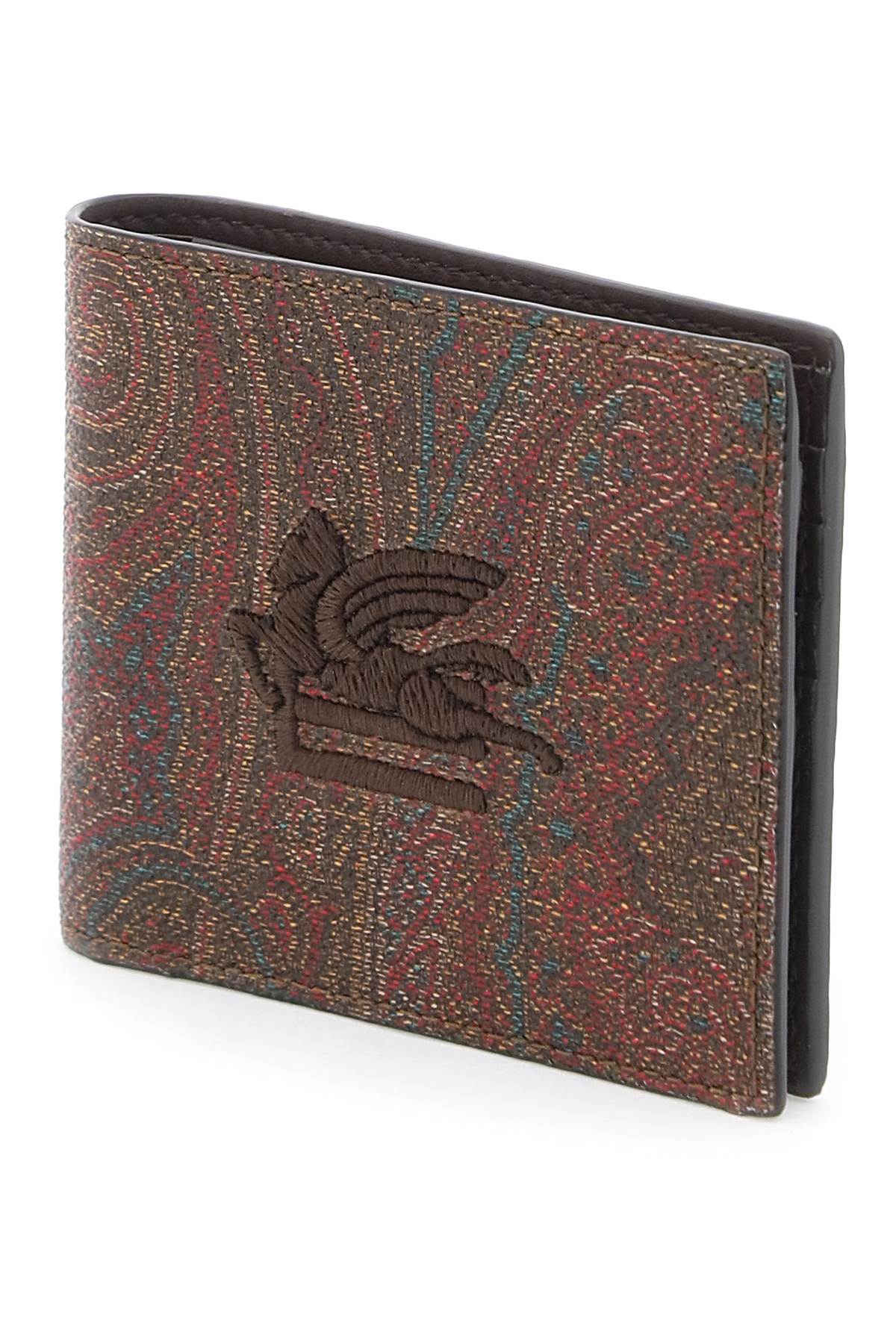 Shop Etro Paisley Bifold Wallet With Pegaso Logo In Dark