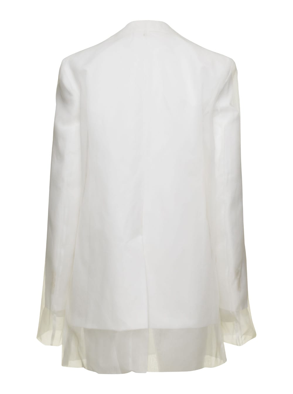 Shop Sportmax White Double-layer Single-breasted Blazer In Cotton And Linen Woman