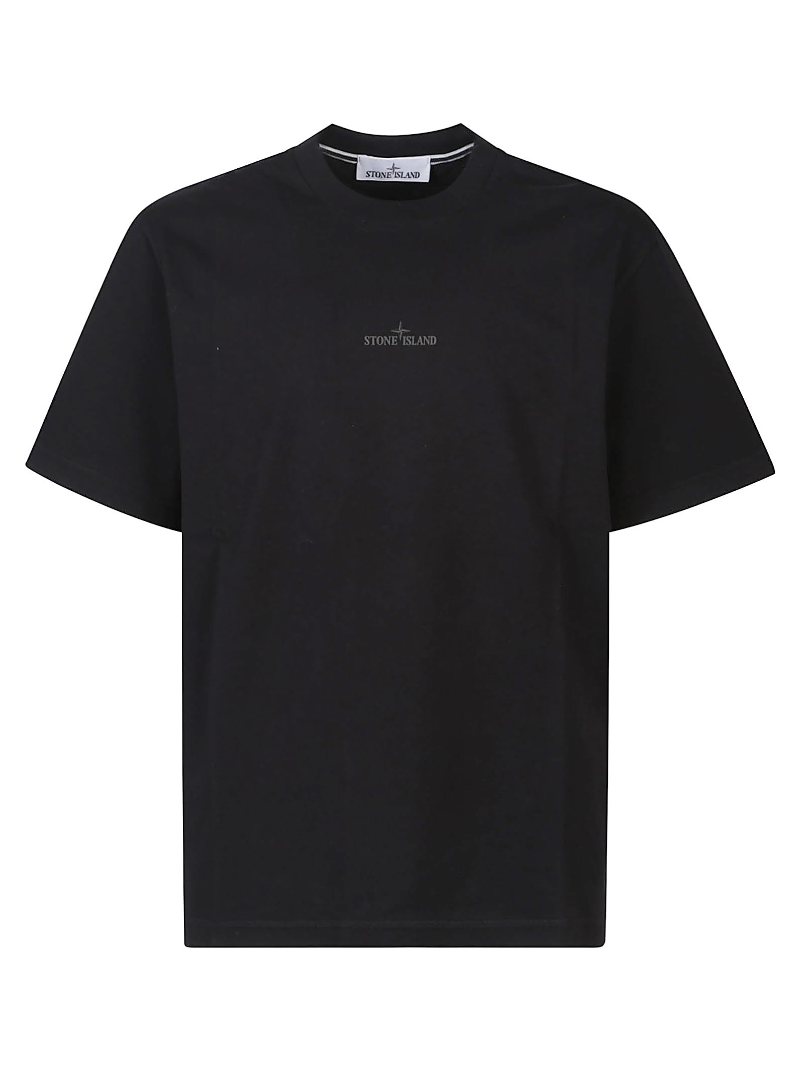 Stone Island Logo-embroidered Cotton T-shirt In Black