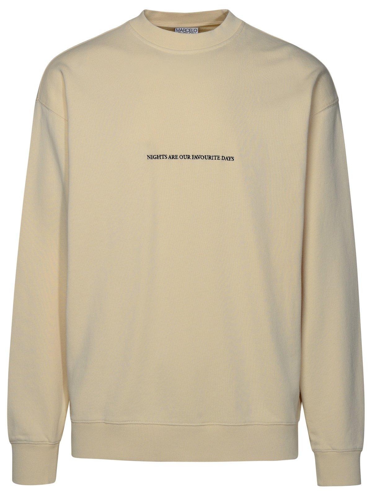 Shop Marcelo Burlon County Of Milan Quote-printed Crewneck Sweatshirt In Crema