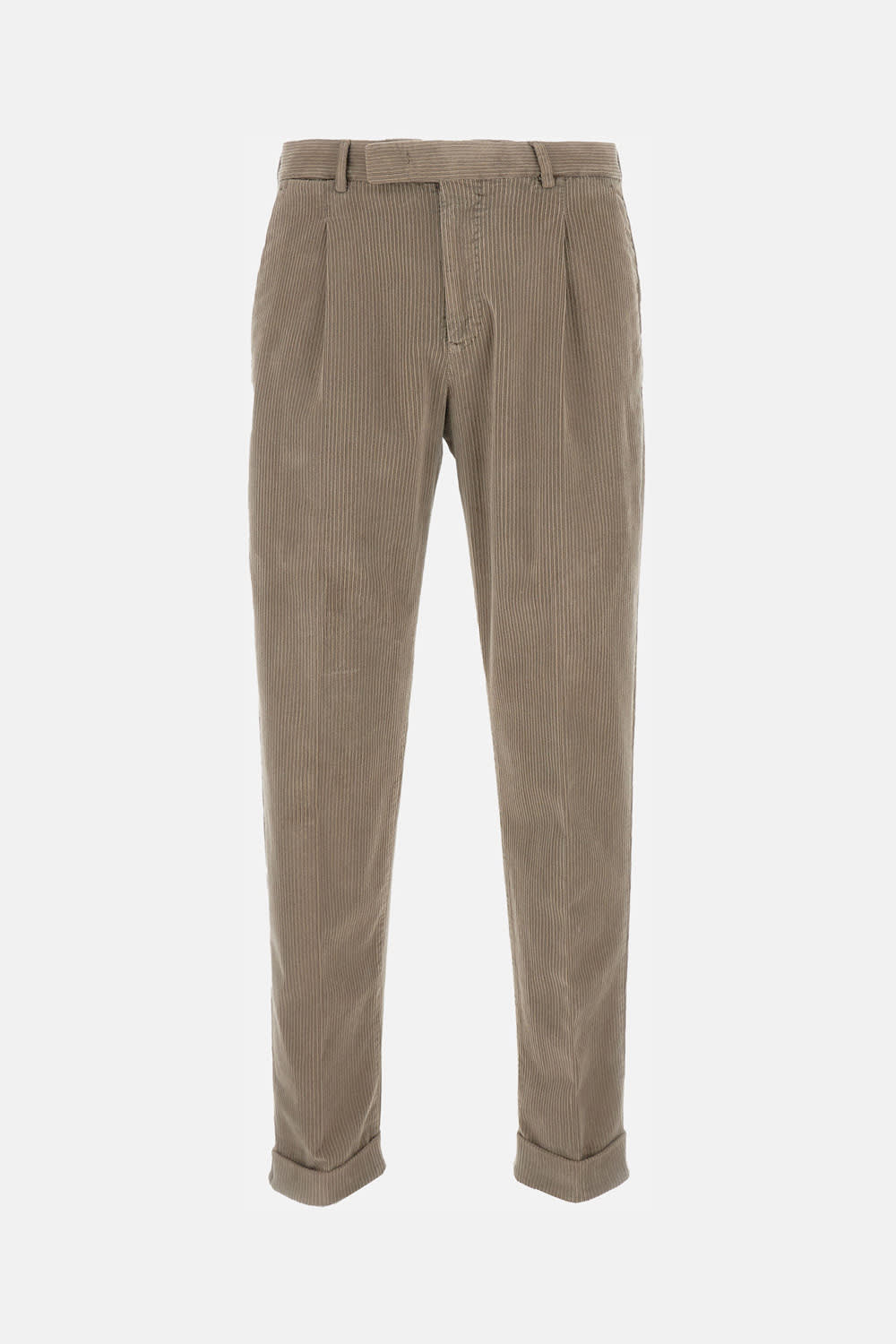 Pt Torino Tailored Trousers With Subtle Corduroy Texture And Comfortable Fit In Brown