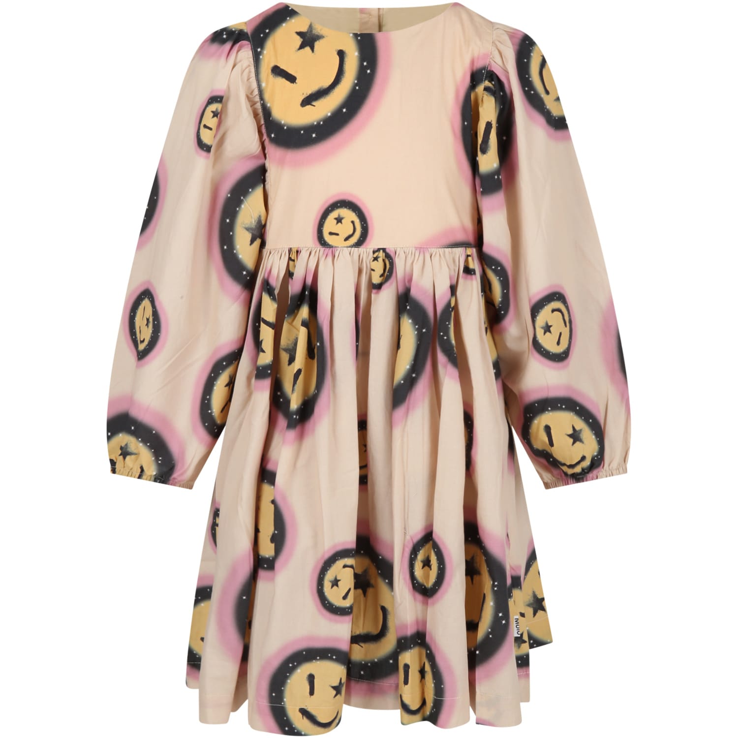 Molo Multicolor Dress For Girl With Smiley Face